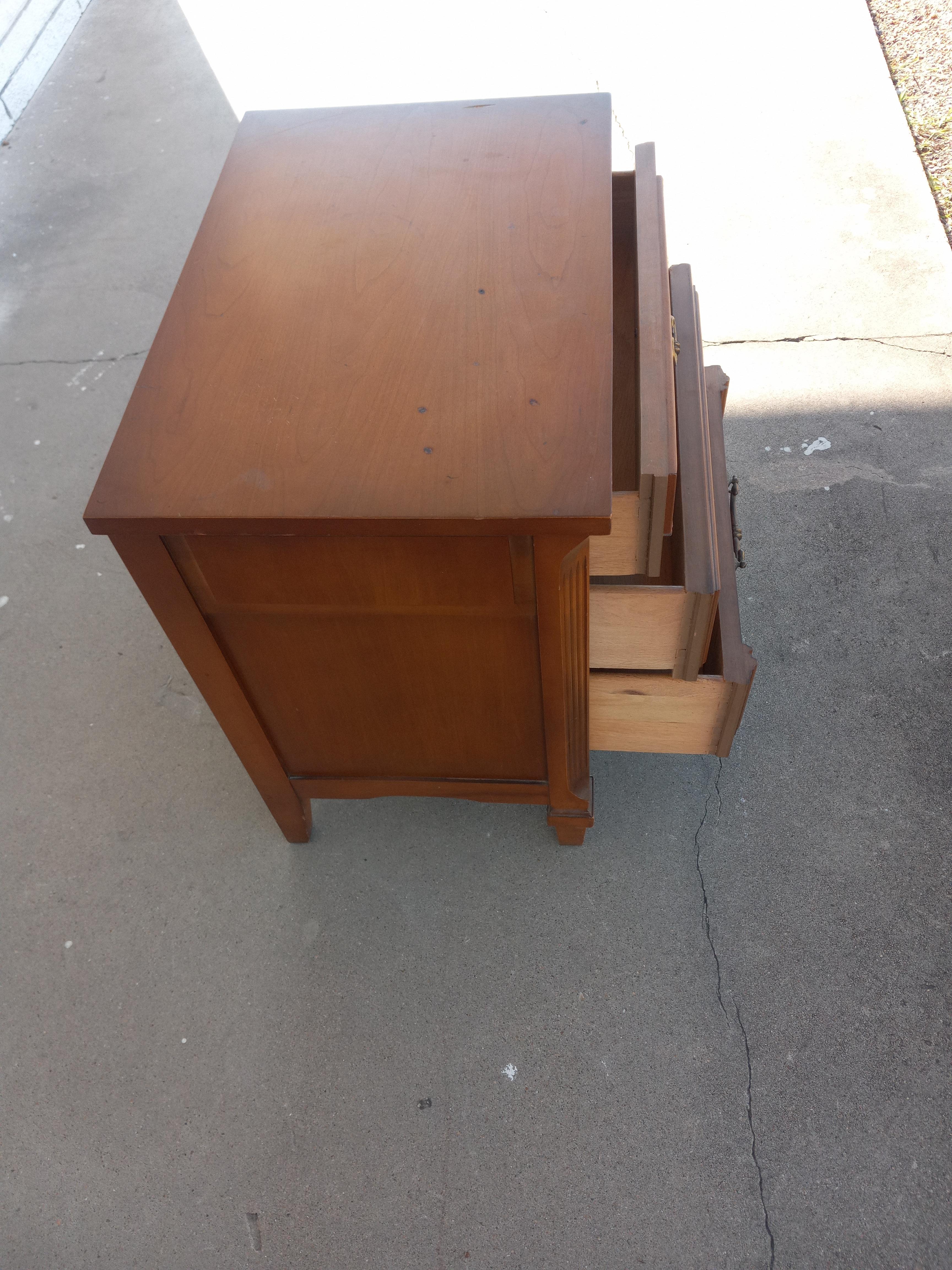 Wood Vintage Walnut French Provincial 3 Drawer Chest For Sale