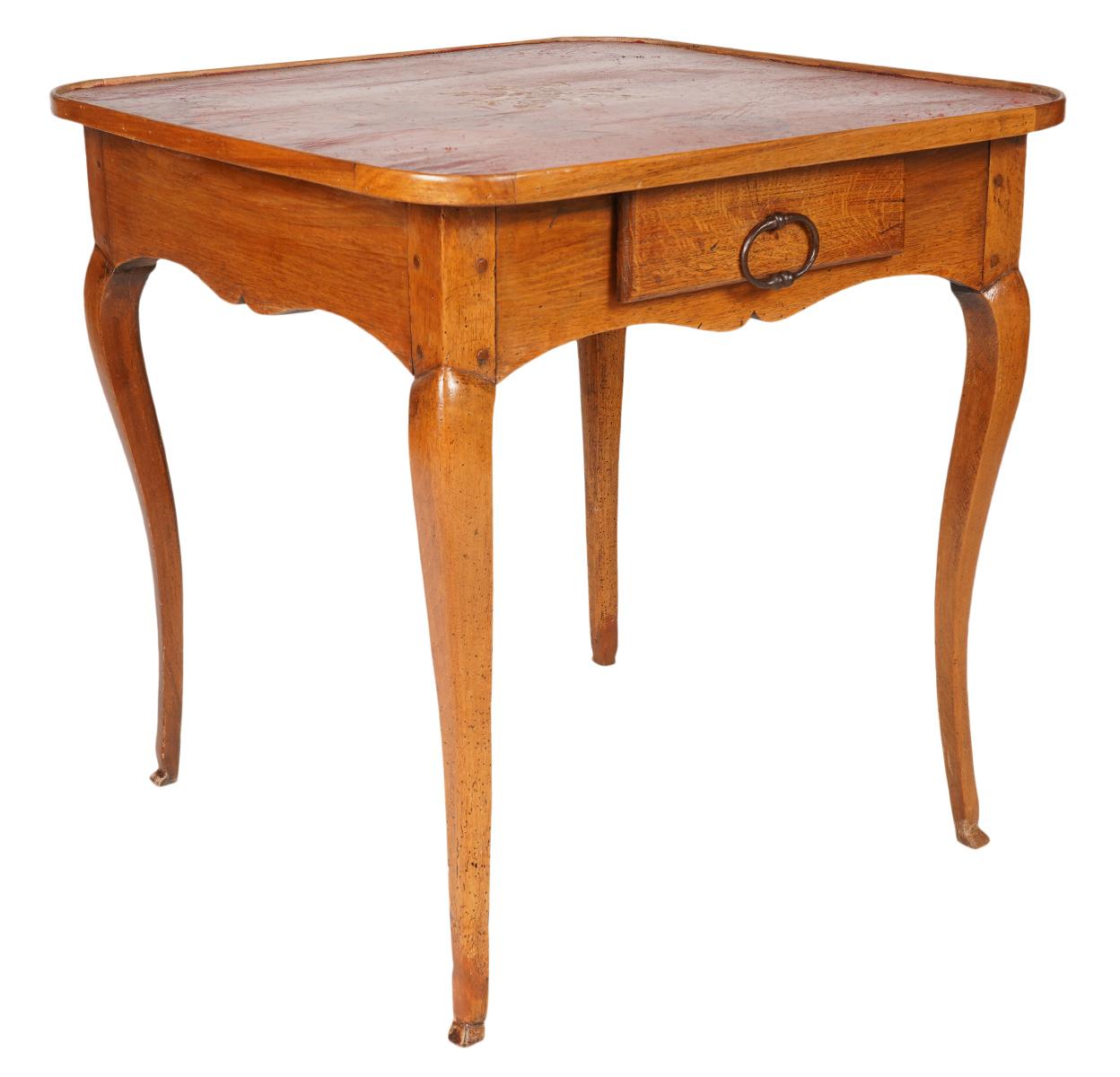 Italian Provincial 18th Century Oakwood Side Table with Leather Lined Top 3