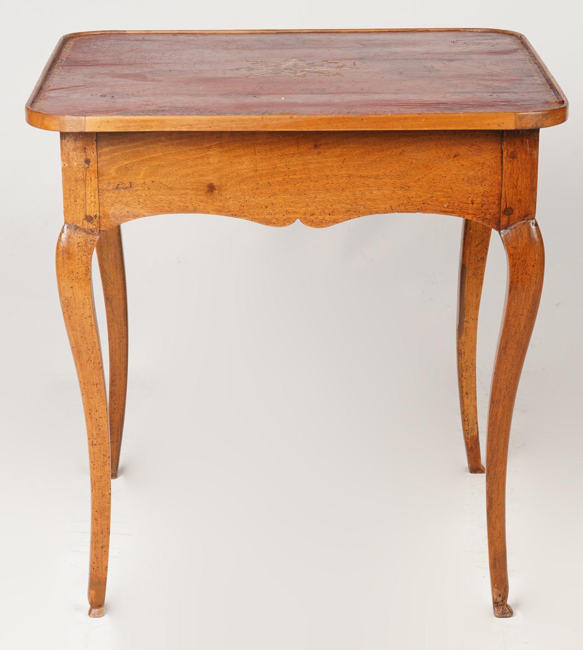 Italian Provincial 18th Century Oakwood Side Table with Leather Lined Top 4