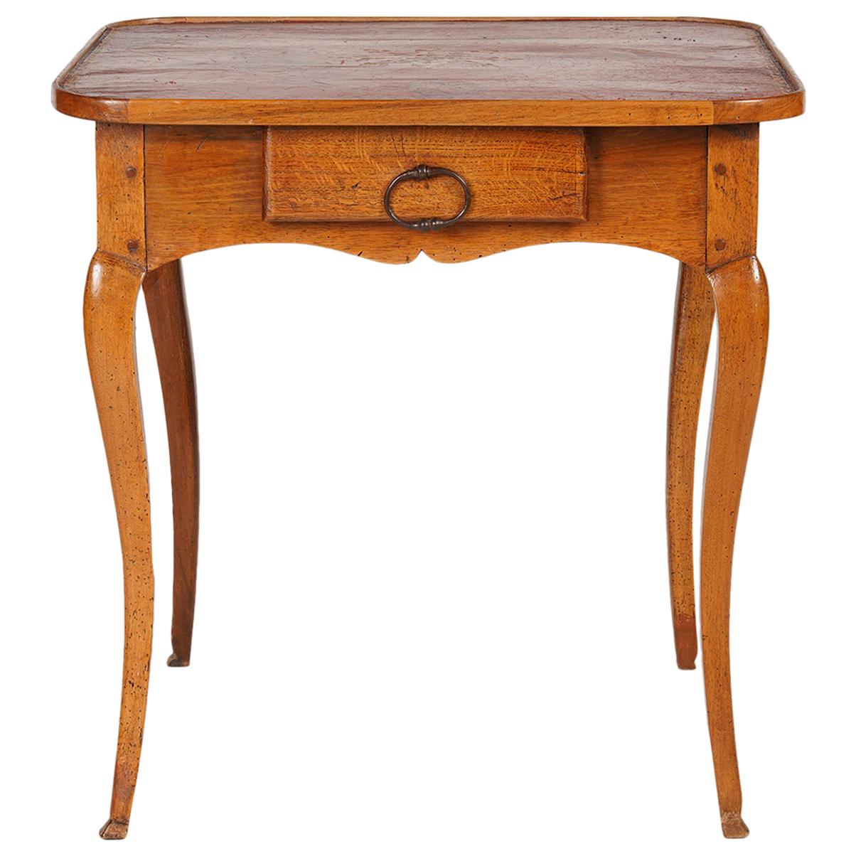 Italian Provincial 18th Century Oakwood Side Table with Leather Lined Top
