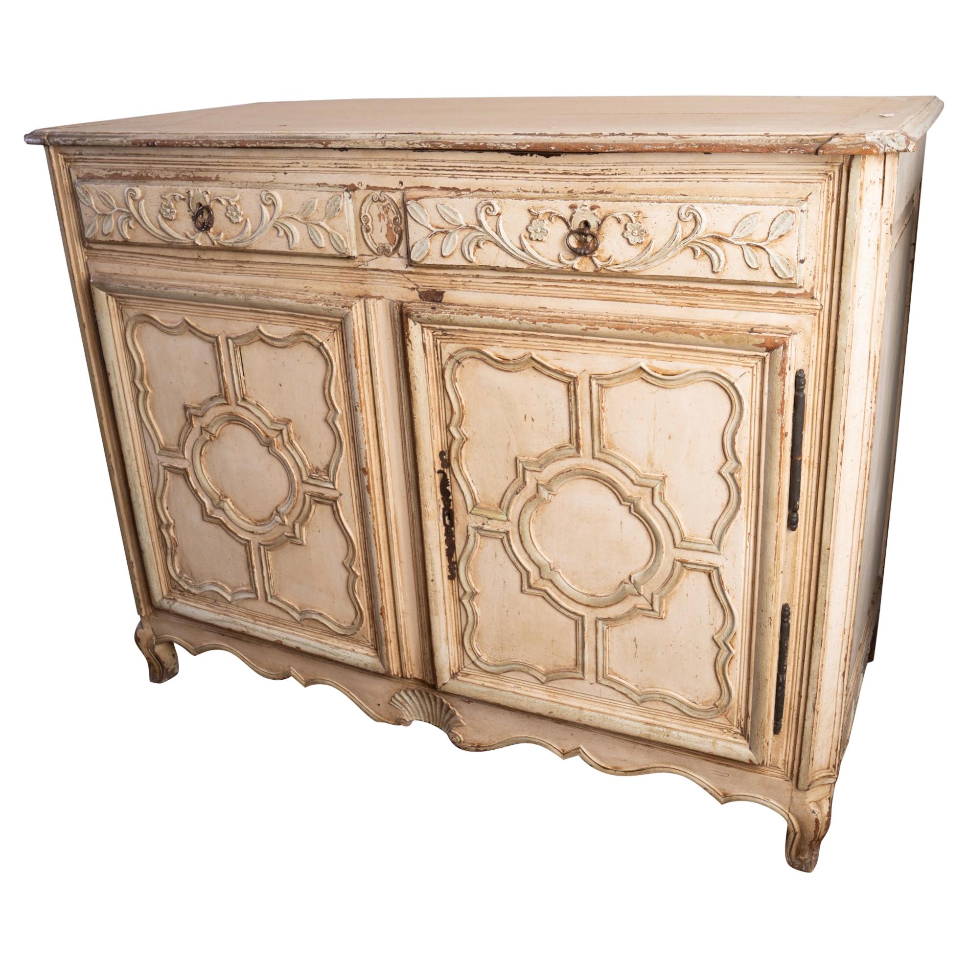 Italian Provincial Carved and Painted Buffet For Sale