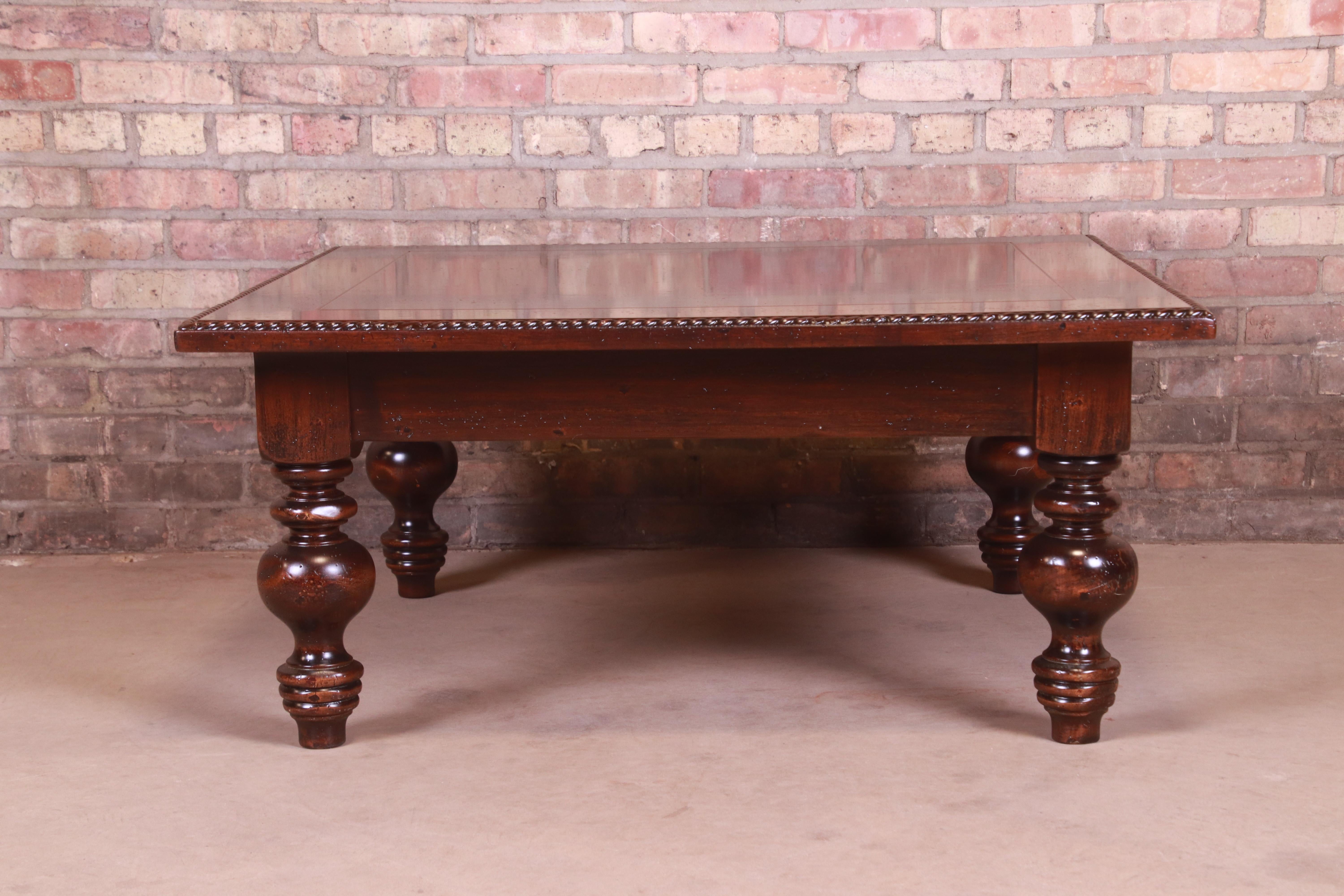 Italian Provincial Carved Walnut Coffee Table by Guido Zichele, Newly Refinished 6