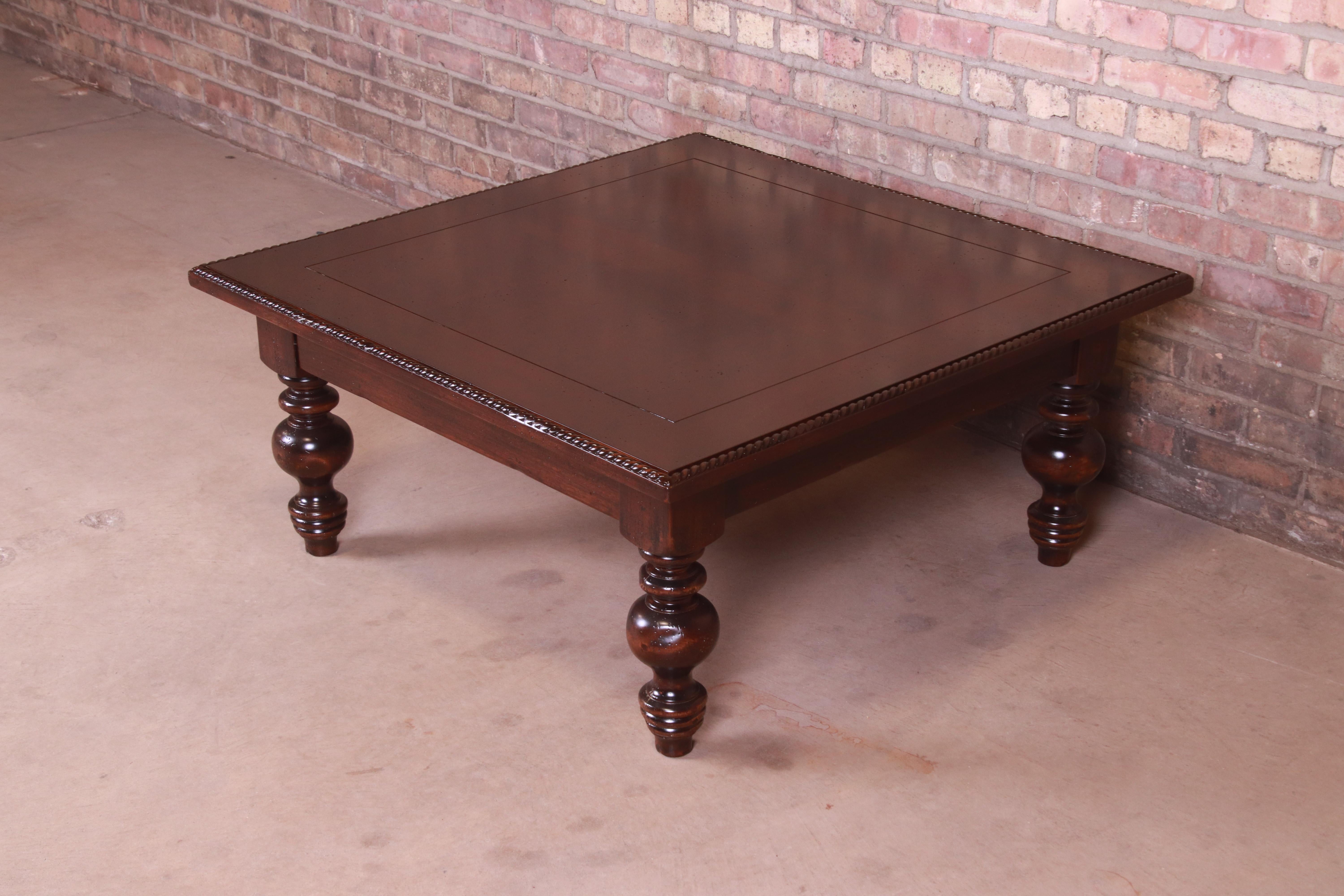 French Provincial Italian Provincial Carved Walnut Coffee Table by Guido Zichele, Newly Refinished