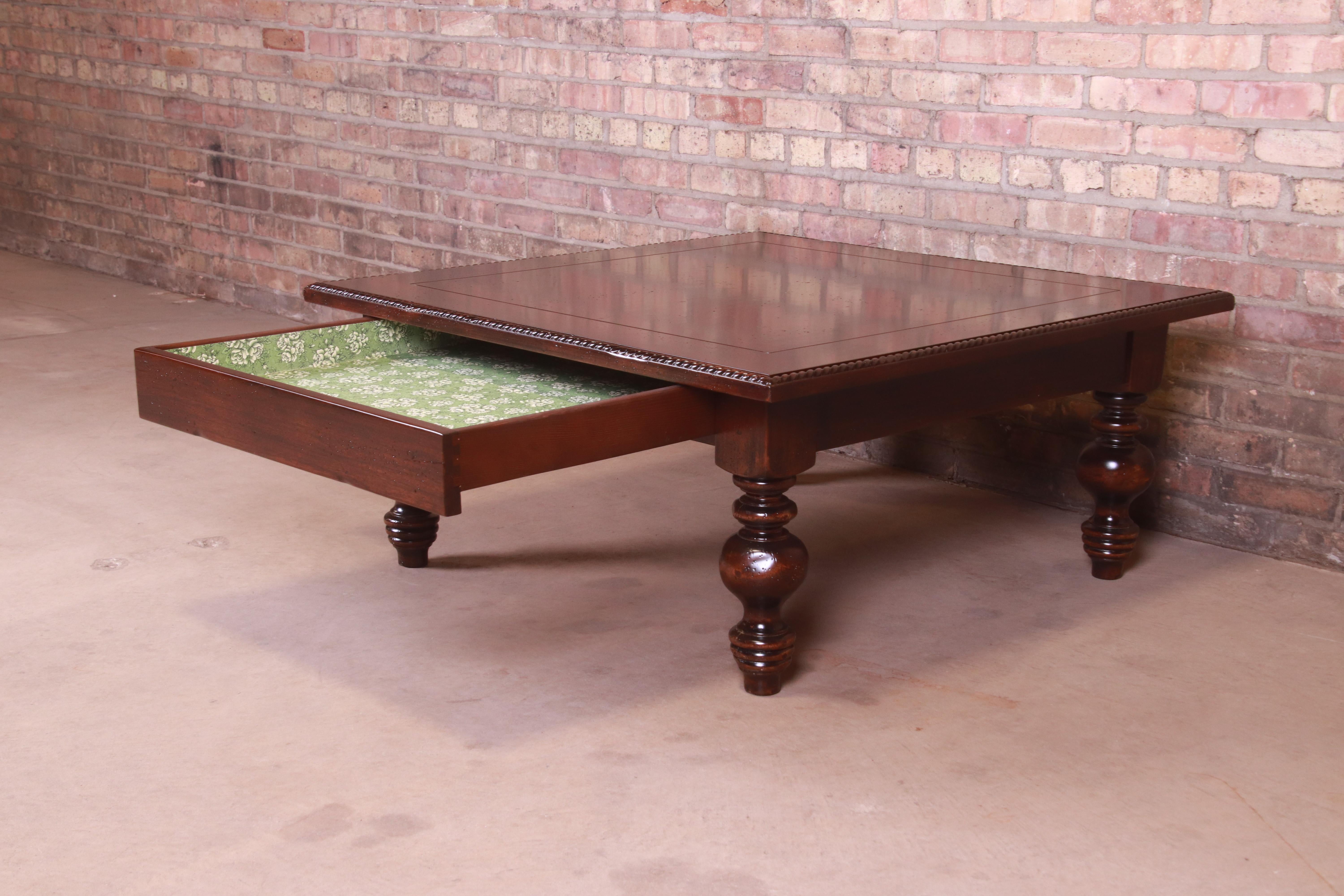 20th Century Italian Provincial Carved Walnut Coffee Table by Guido Zichele, Newly Refinished