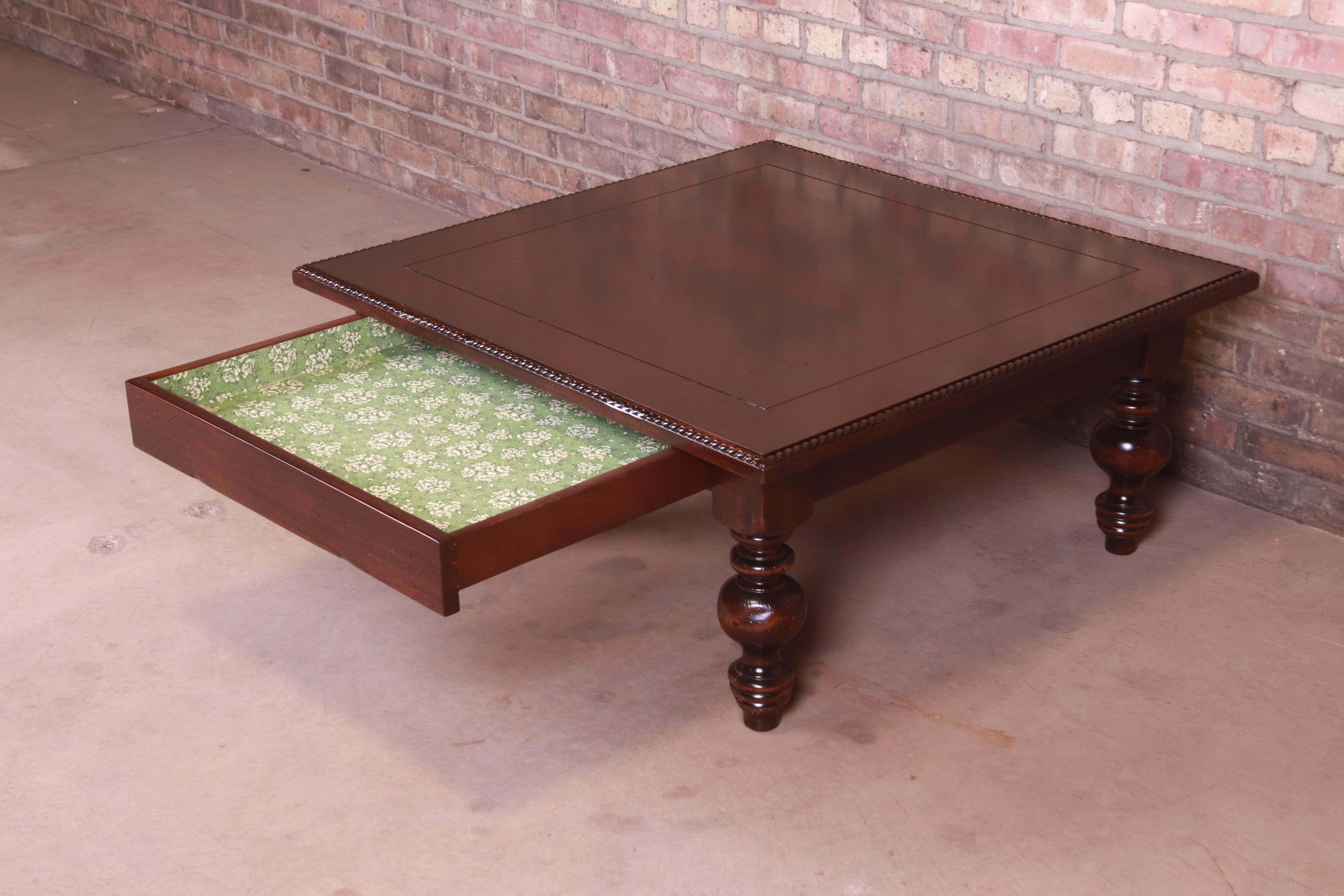 Maple Italian Provincial Carved Walnut Coffee Table by Guido Zichele, Newly Refinished