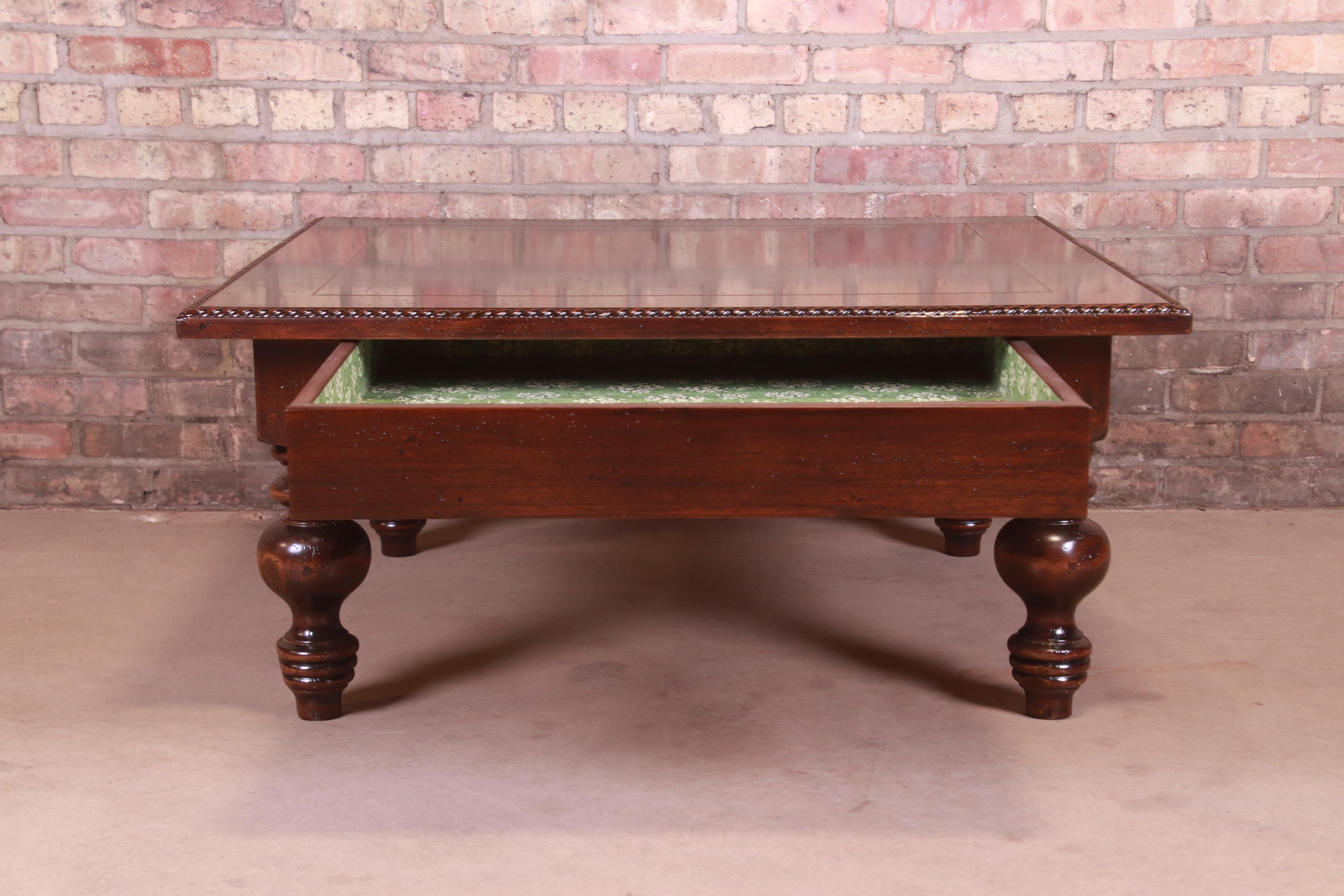 Italian Provincial Carved Walnut Coffee Table by Guido Zichele, Newly Refinished 1