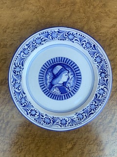 Italian Provincial Deruta Hand Painted Faience Portrait Pottery Wall Plate