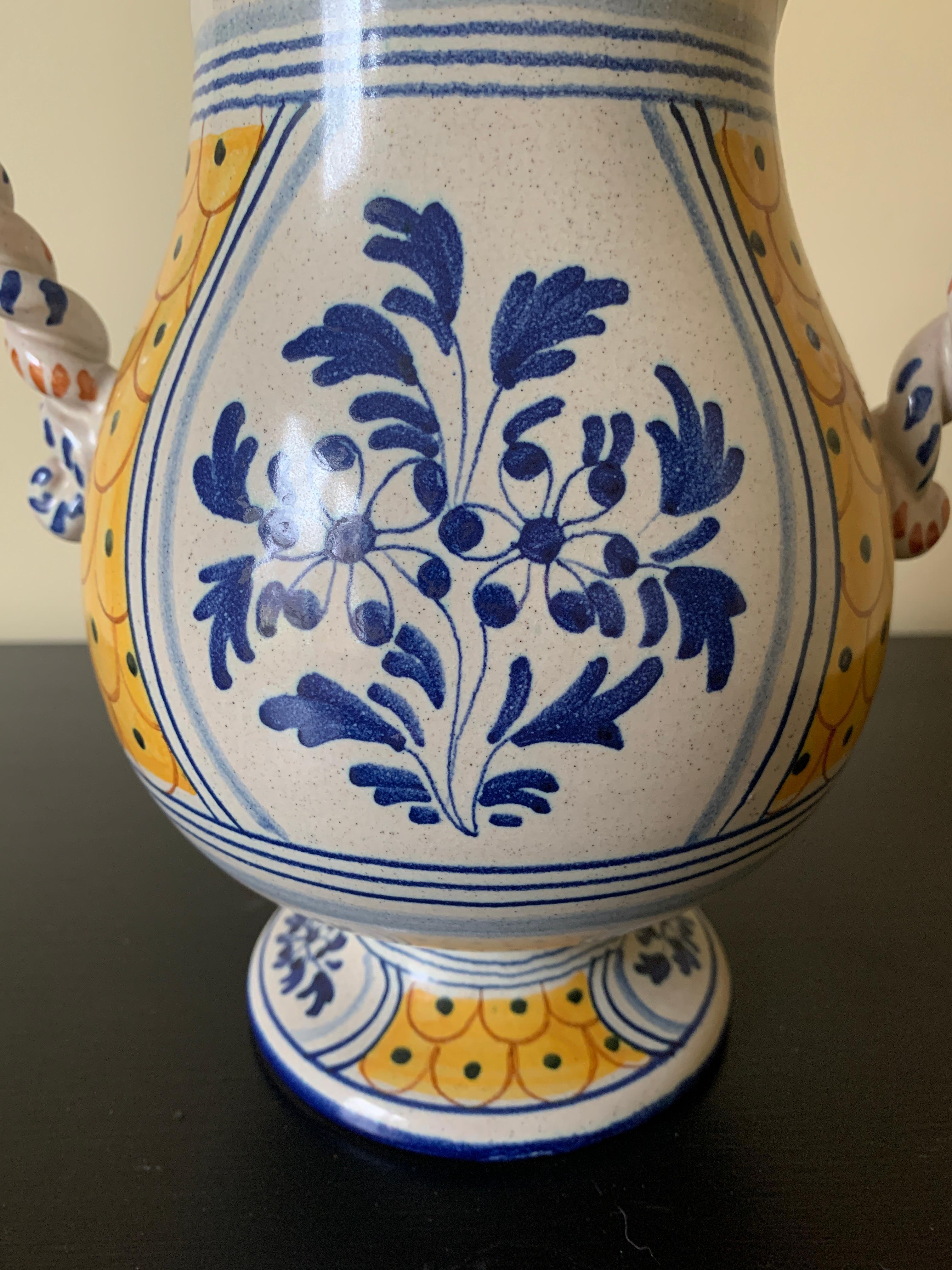 Italian Provincial Deruta Hand Painted Faience Pottery Jug Vase For ...