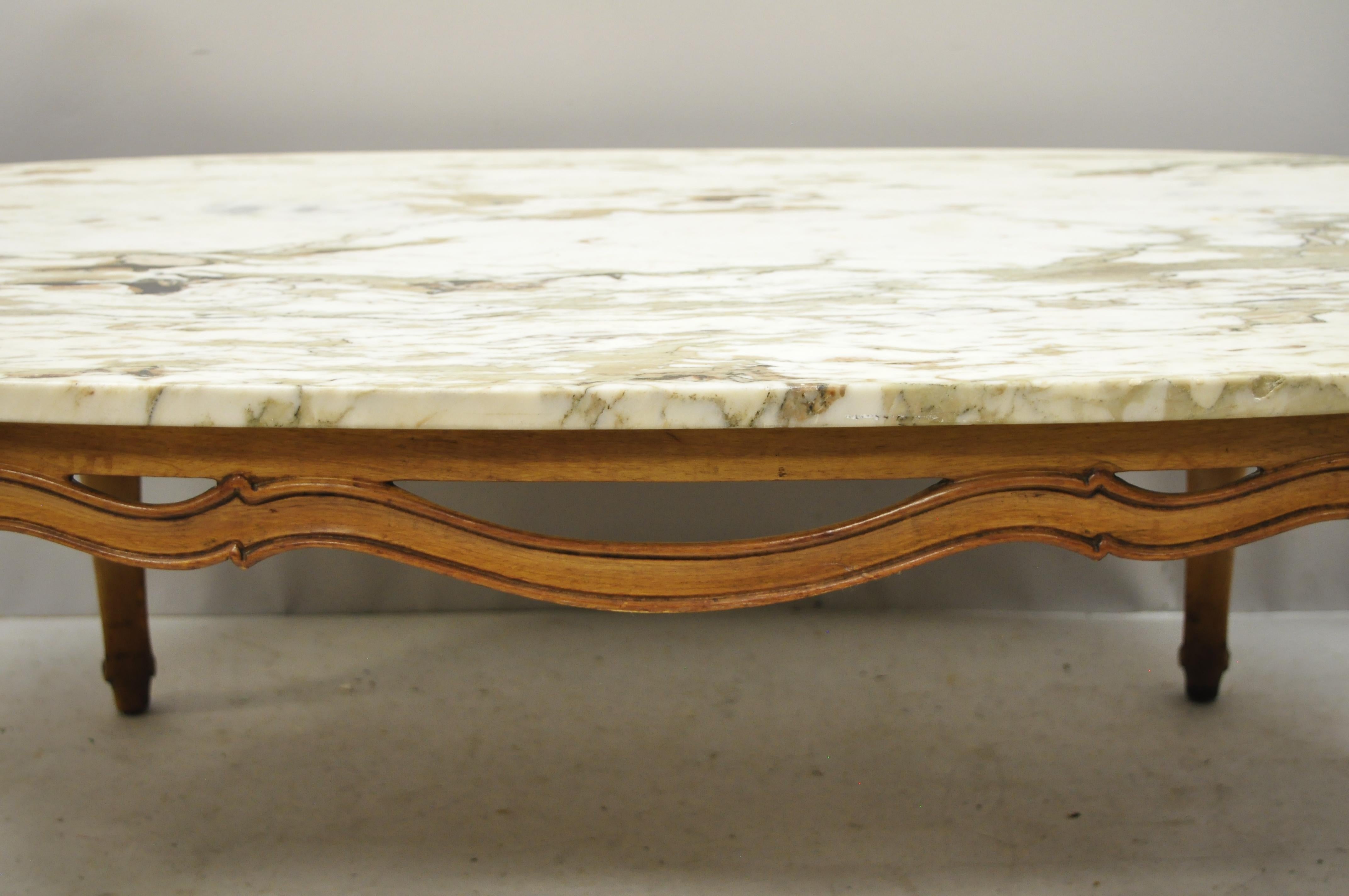 French Provincial Italian Provincial French Hollywood Regency Ribbon Carved Marble Coffee Table