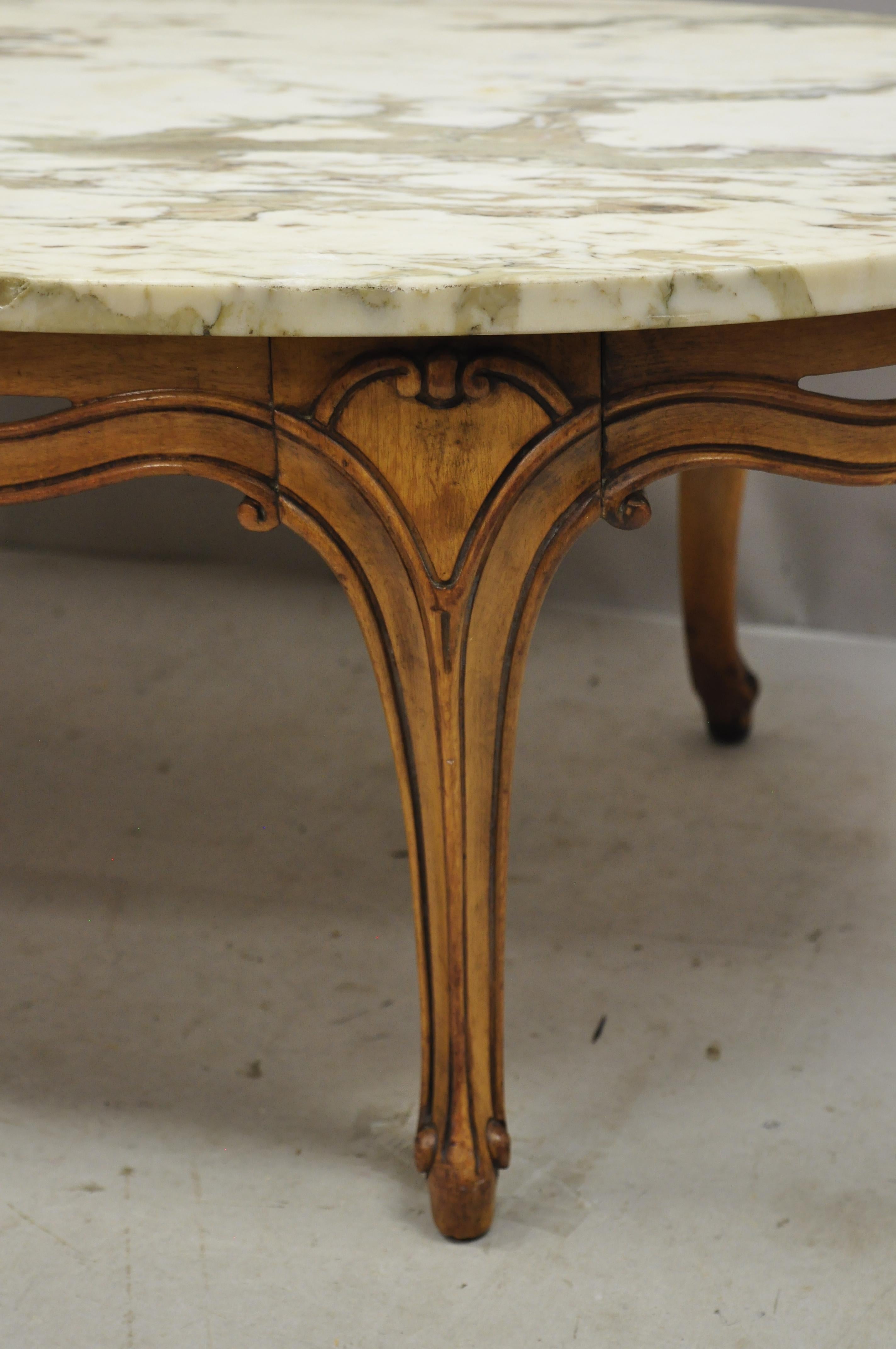 20th Century Italian Provincial French Hollywood Regency Ribbon Carved Marble Coffee Table