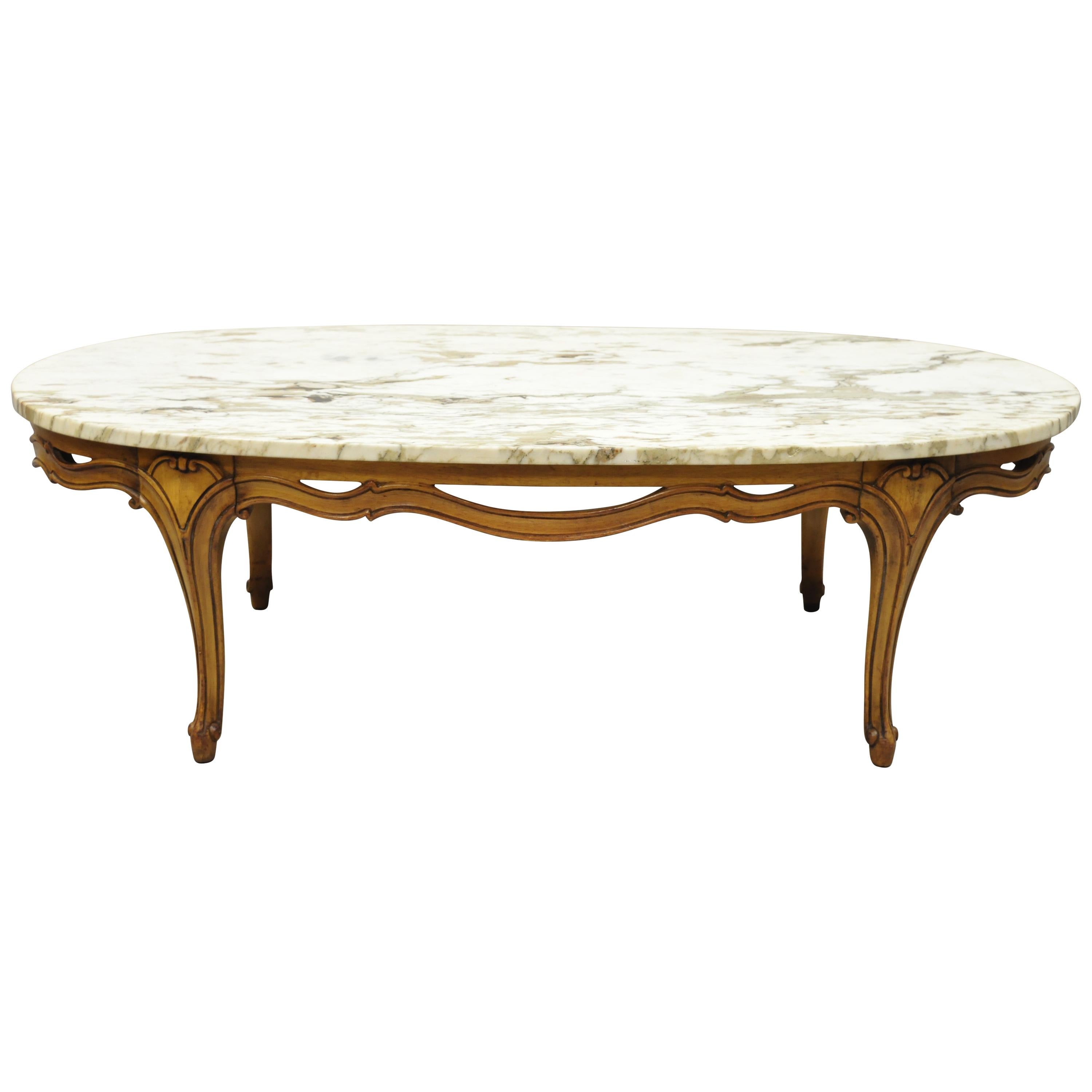 Italian Provincial French Hollywood Regency Ribbon Carved Marble Coffee Table