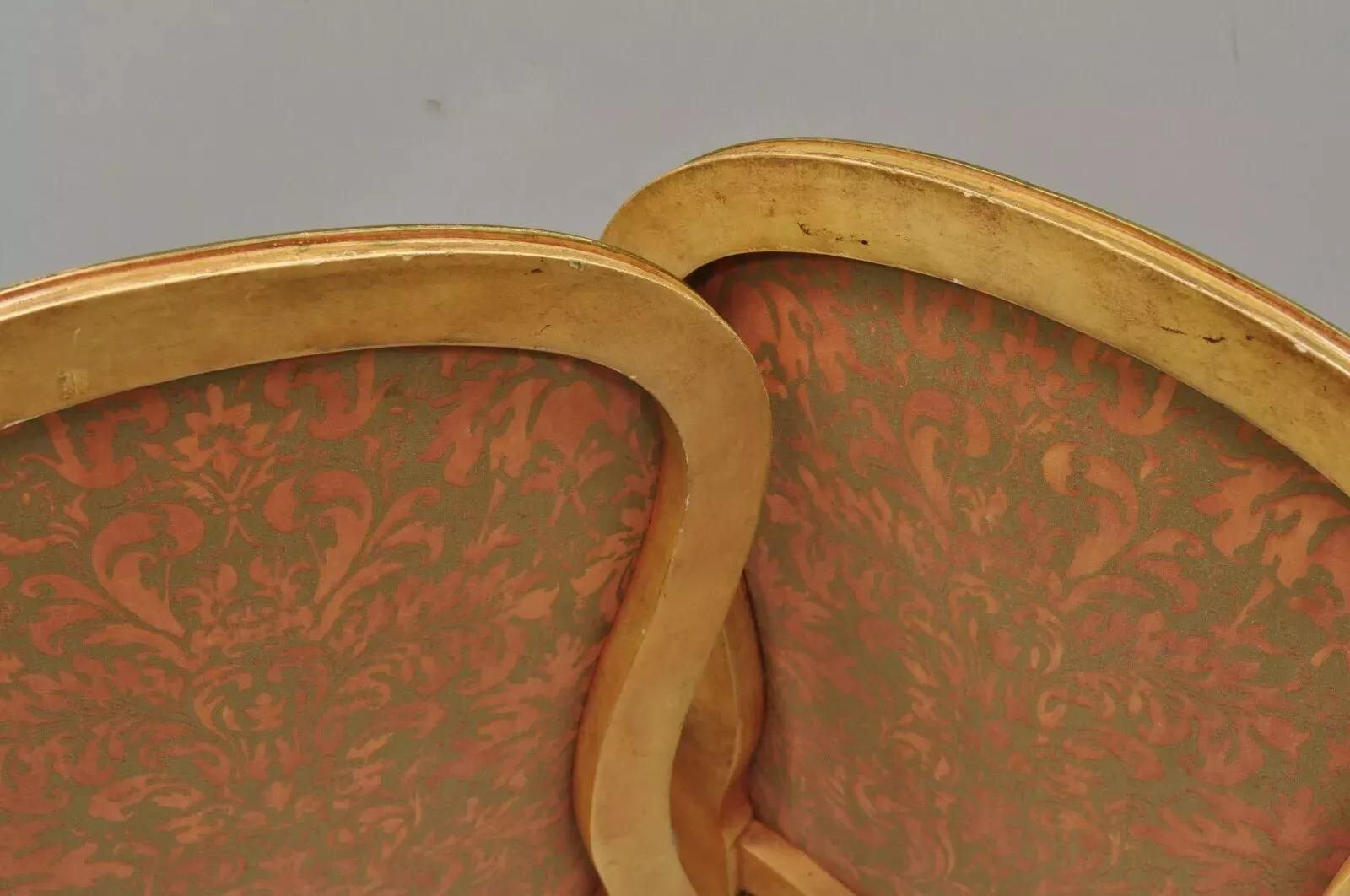 Italian Provincial French Hollywood Regency Upholstered Dining Arm Chairs - Pair For Sale 2