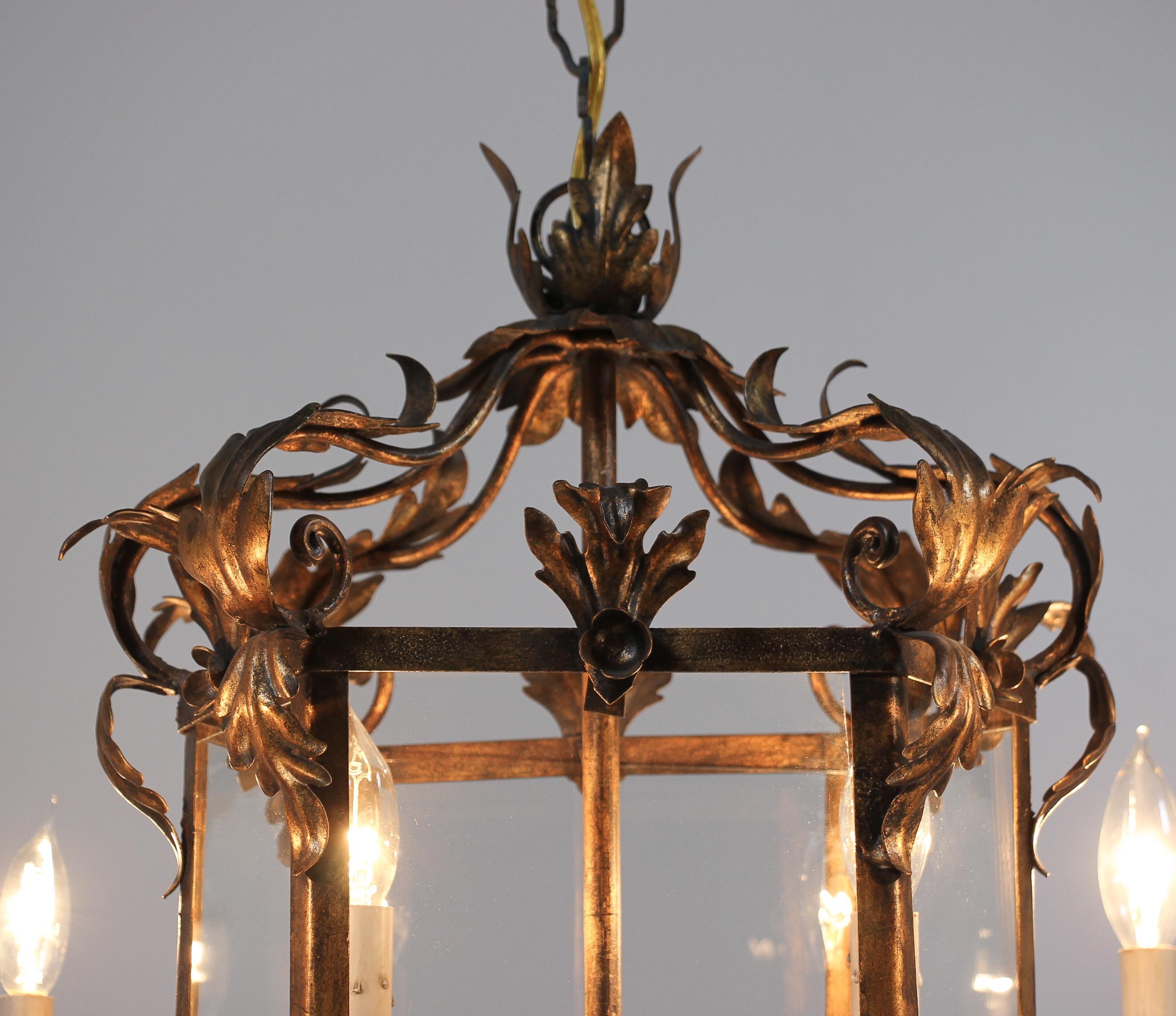 French Provincial Italian Provincial Style Gilt Iron Chandelier