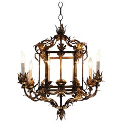 Italian Provincial Style Gilt Iron Chandelier