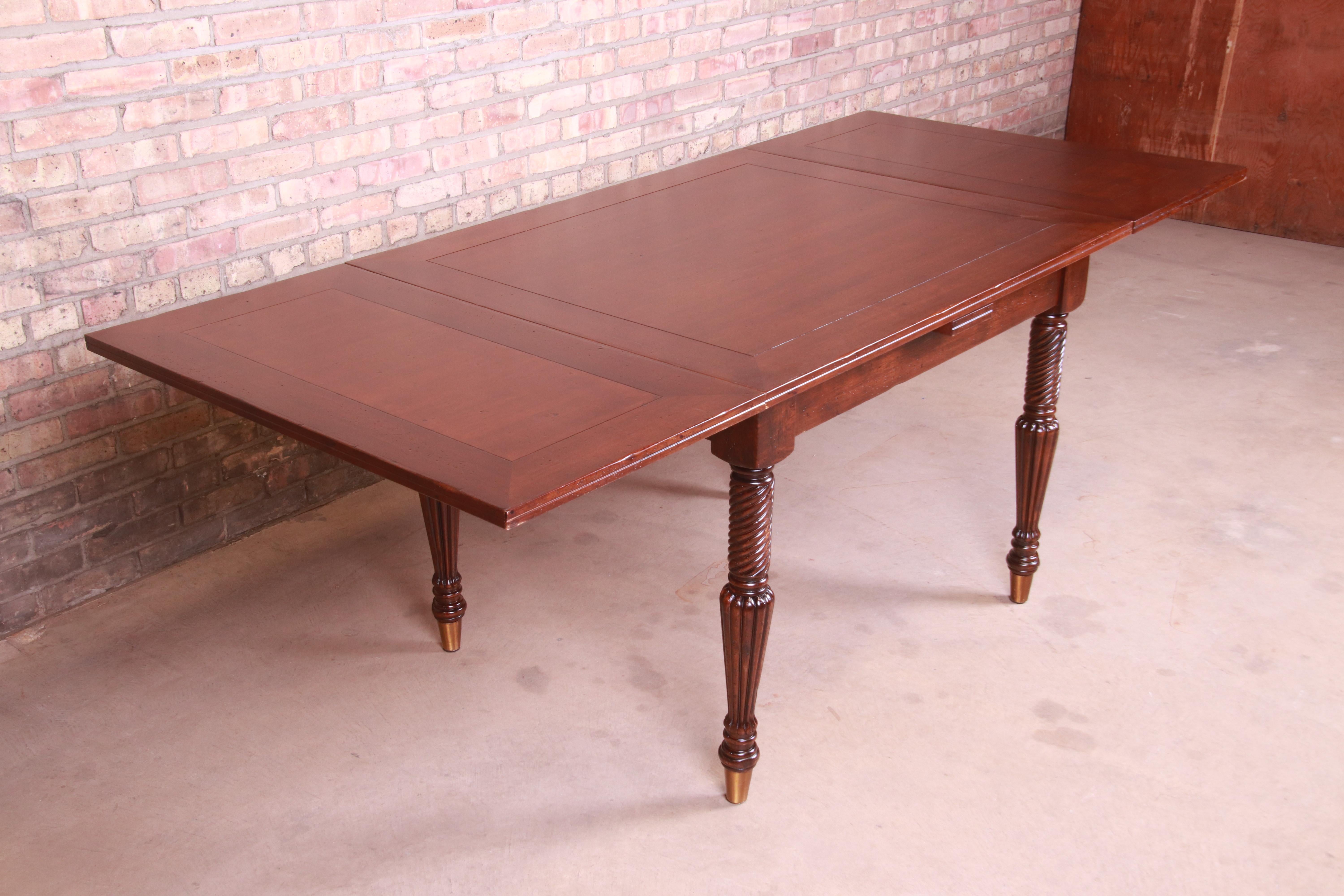 Italian Provincial Walnut Extension Dining Table by Guido Zichele, Refinished 5