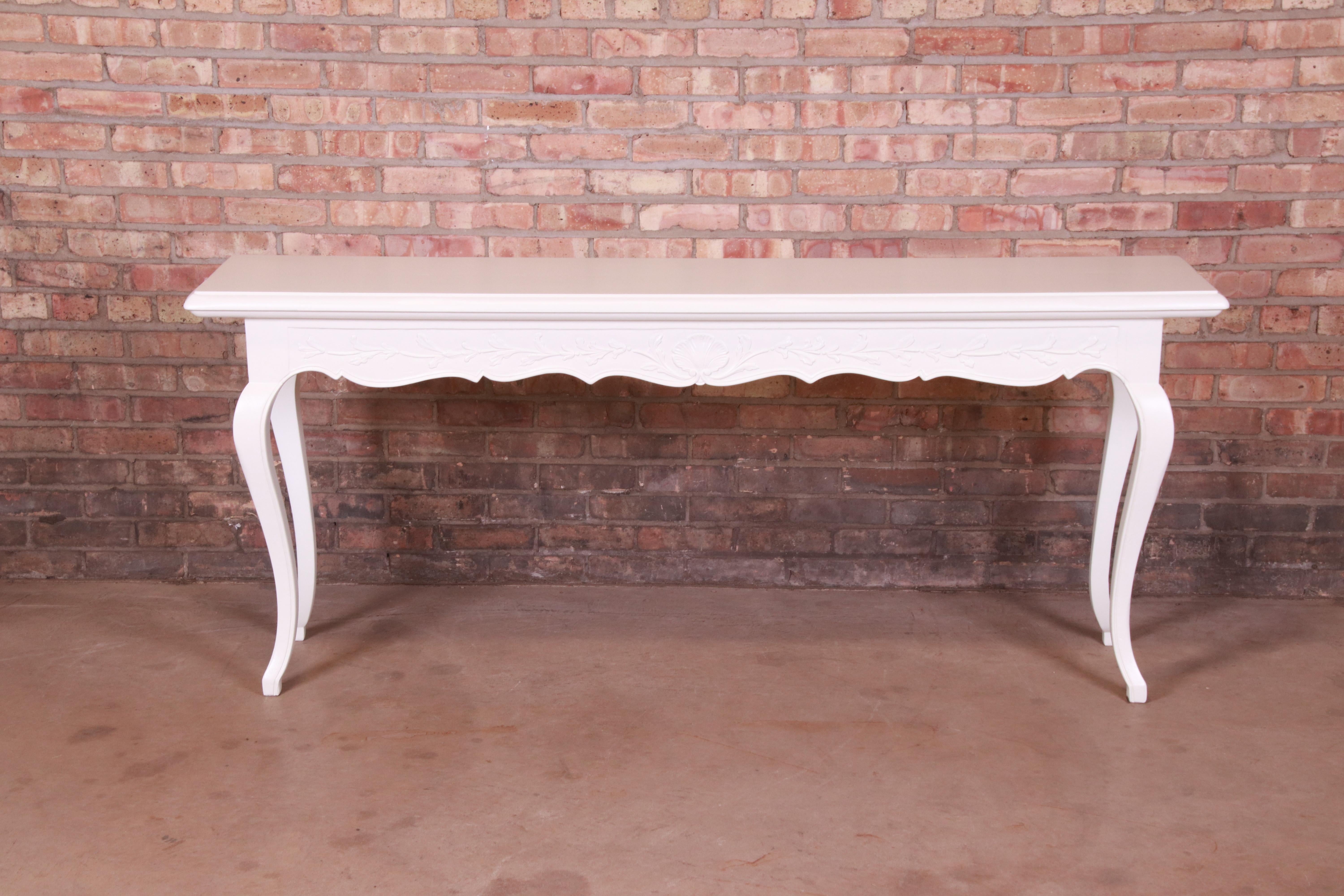 Italian Provincial White Lacquered Console or Sofa Table, Newly Refinished For Sale 7