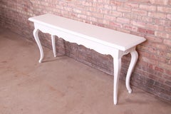 Italian Provincial White Lacquered Console or Sofa Table, Newly Refinished