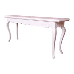 Italian Provincial White Lacquered Console or Sofa Table, Newly Refinished