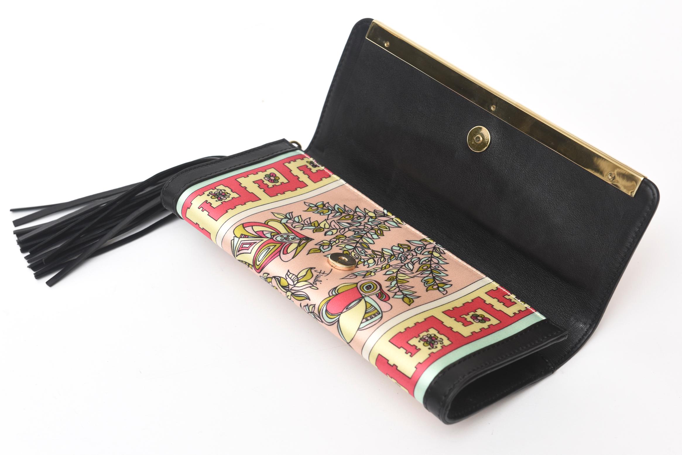 Women's  Pucci Silk and Leather Small Clutch And or Wallet For Sale