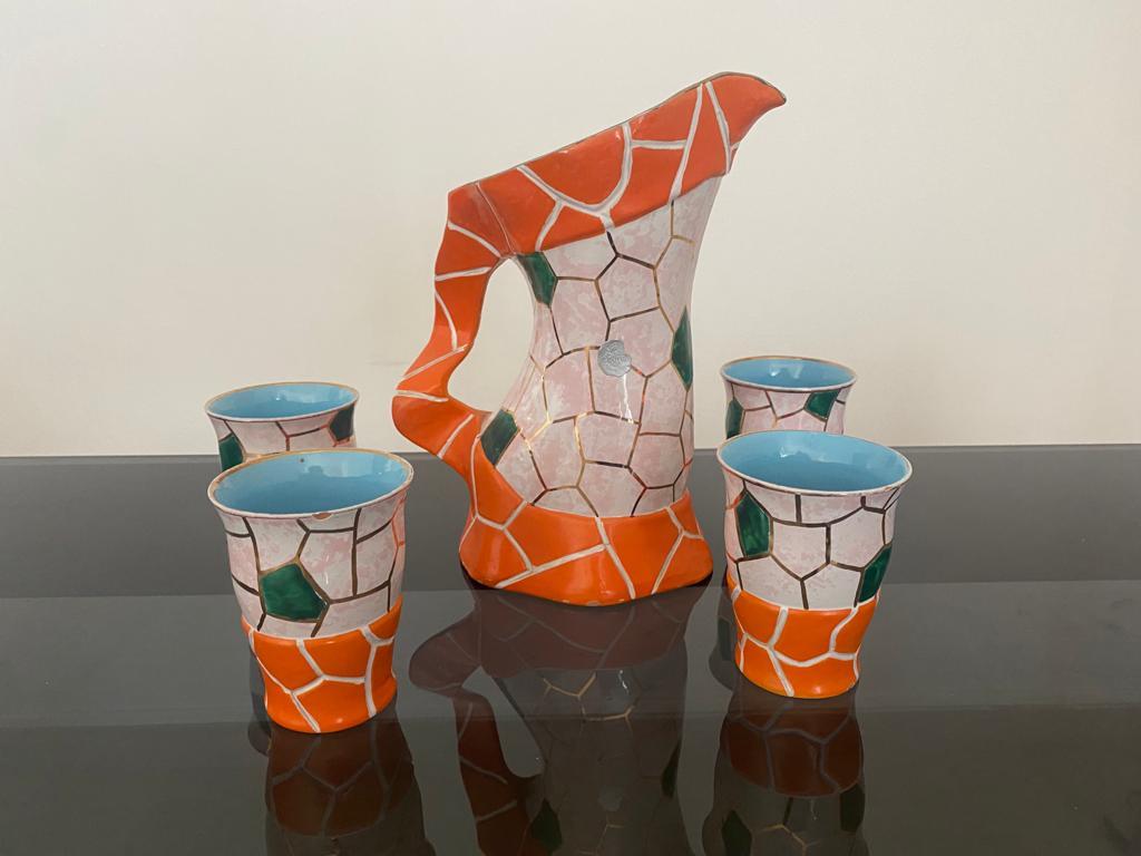 Italian Pucci Umbertide Colourful Ceramic Set Water Jar 1940 4