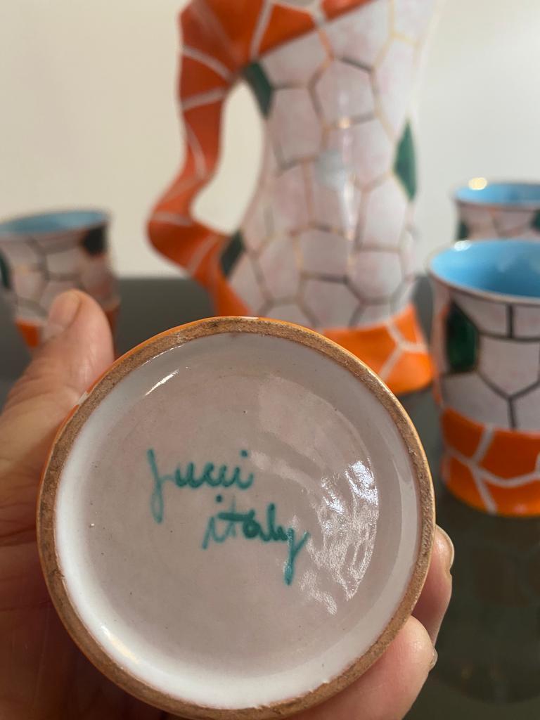 Italian Pucci Umbertide Colourful Ceramic Set Water Jar 1940 3