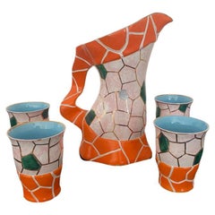 Pucci Umbertide, set di ceramica colorata, vaso d'acqua 1940