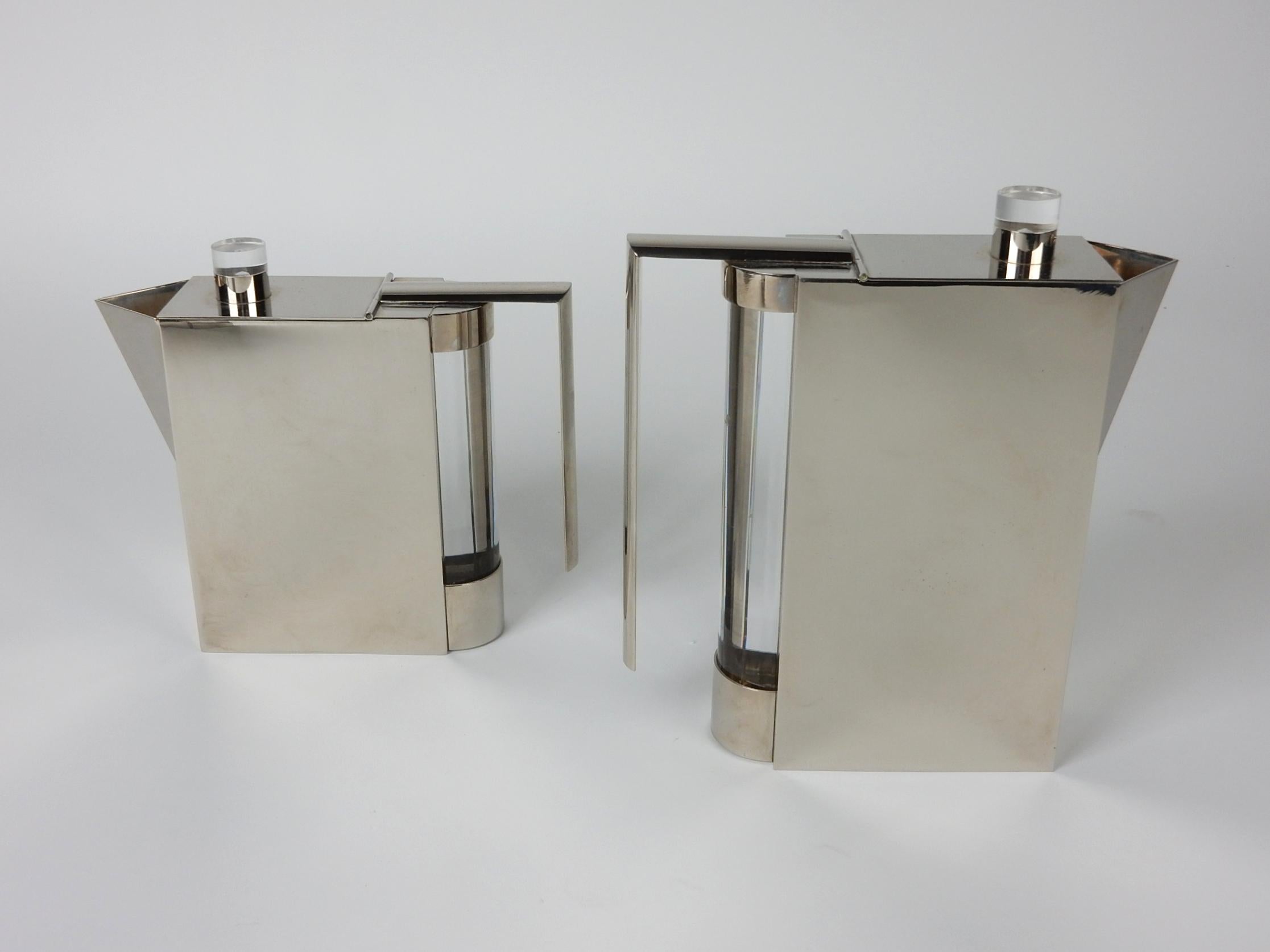 Italian Punto Bacola Design Modernist Metal Art and Lucite Tea Service Set In Good Condition In Las Vegas, NV