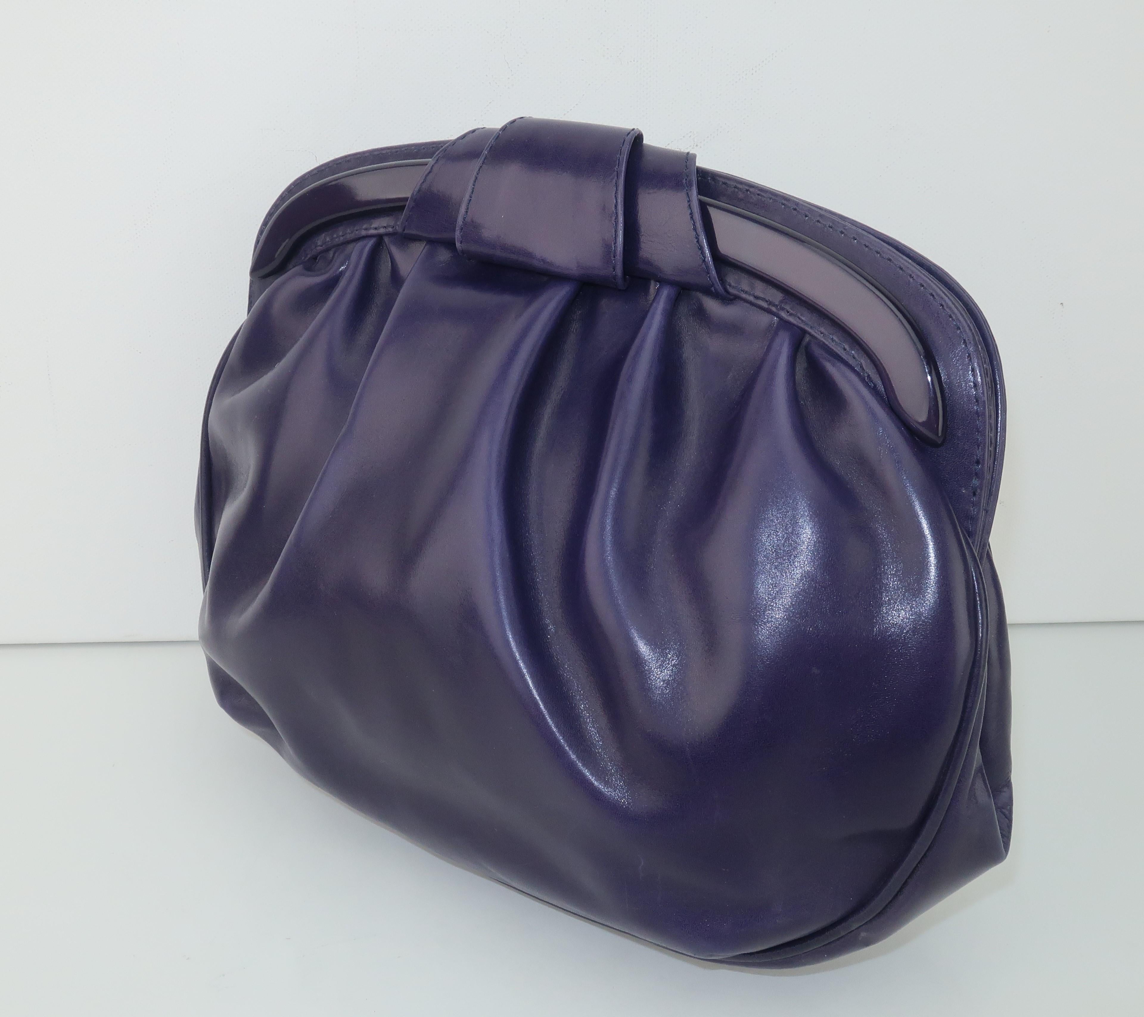 purple leather handbag