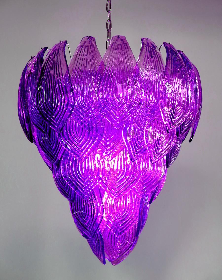 Italian Purple Petals Chandelier, Murano In Excellent Condition In Budapest, HU