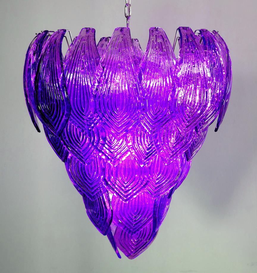 20th Century Italian Purple Petals Chandelier, Murano