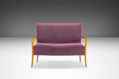 Contemporary Italian Purple Setee Sofa After Guglielmo Ulrich with Oak Frame