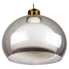 Italian Purple & white perspex, brass & aluminum 1960s pendant lamp by Lamter