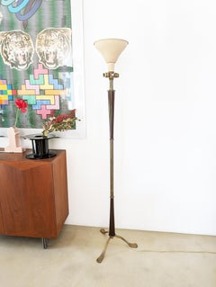 Italian purple wood & brass 1940s Floor Lamp