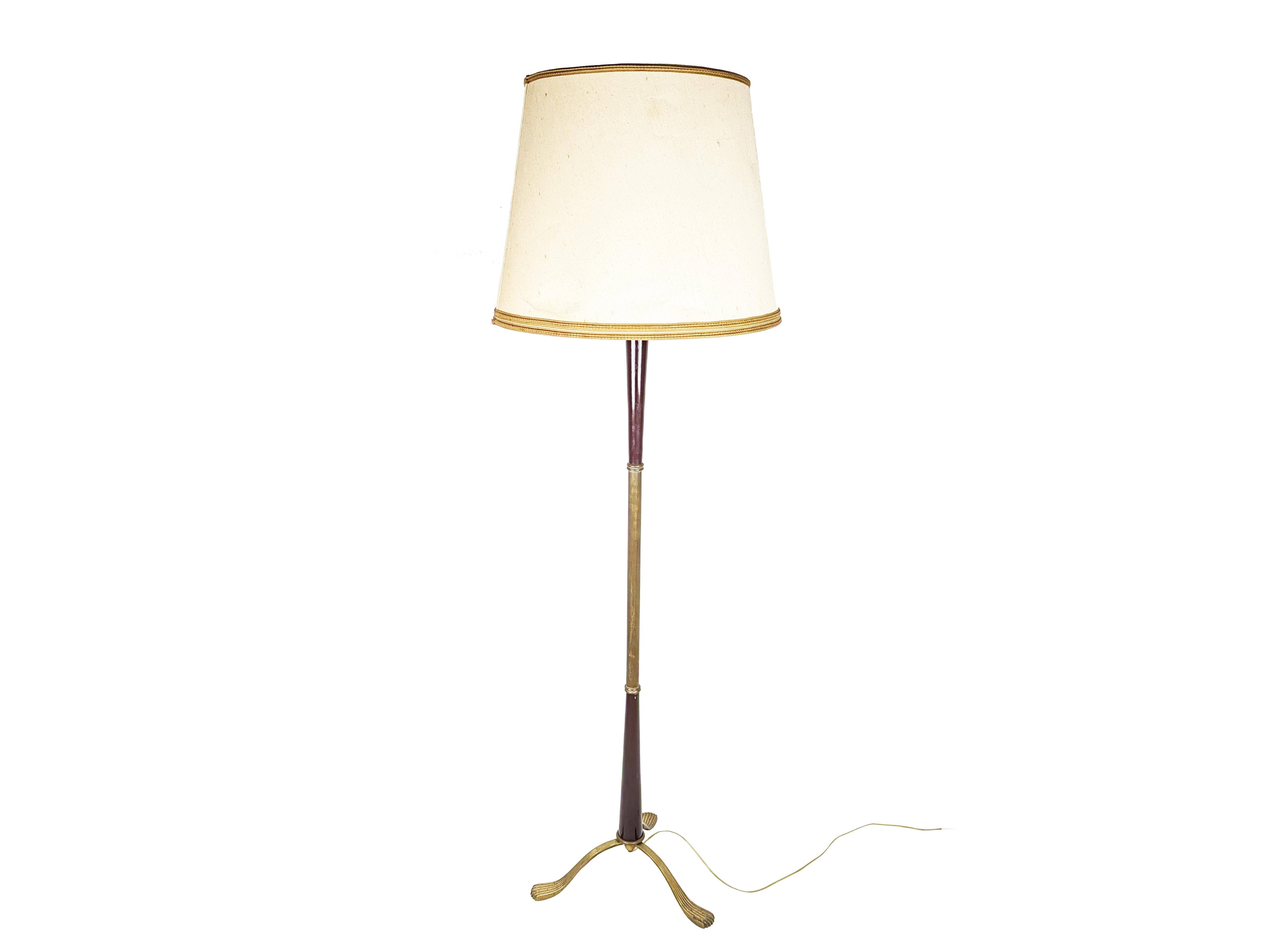 Brass Italian purple wood & brass 1940s Floor Lamp For Sale