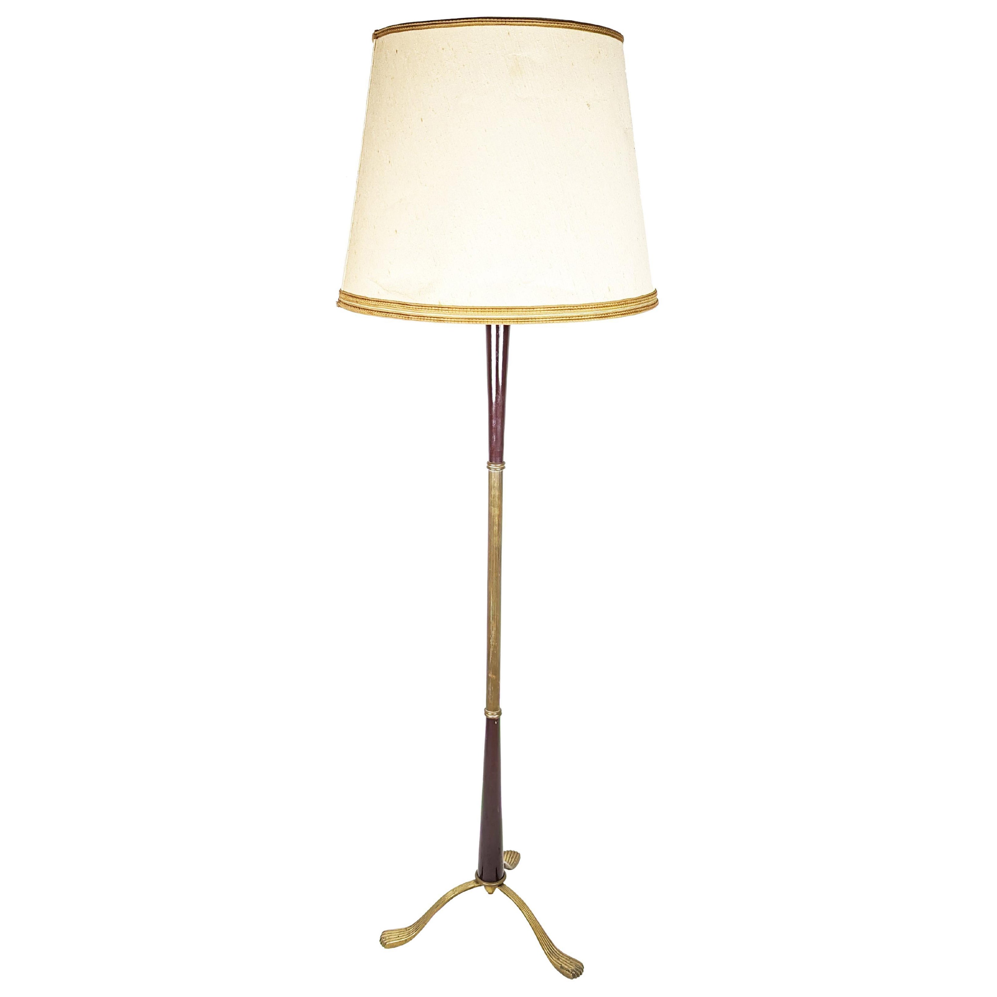 Italian purple wood & brass 1940s Floor Lamp