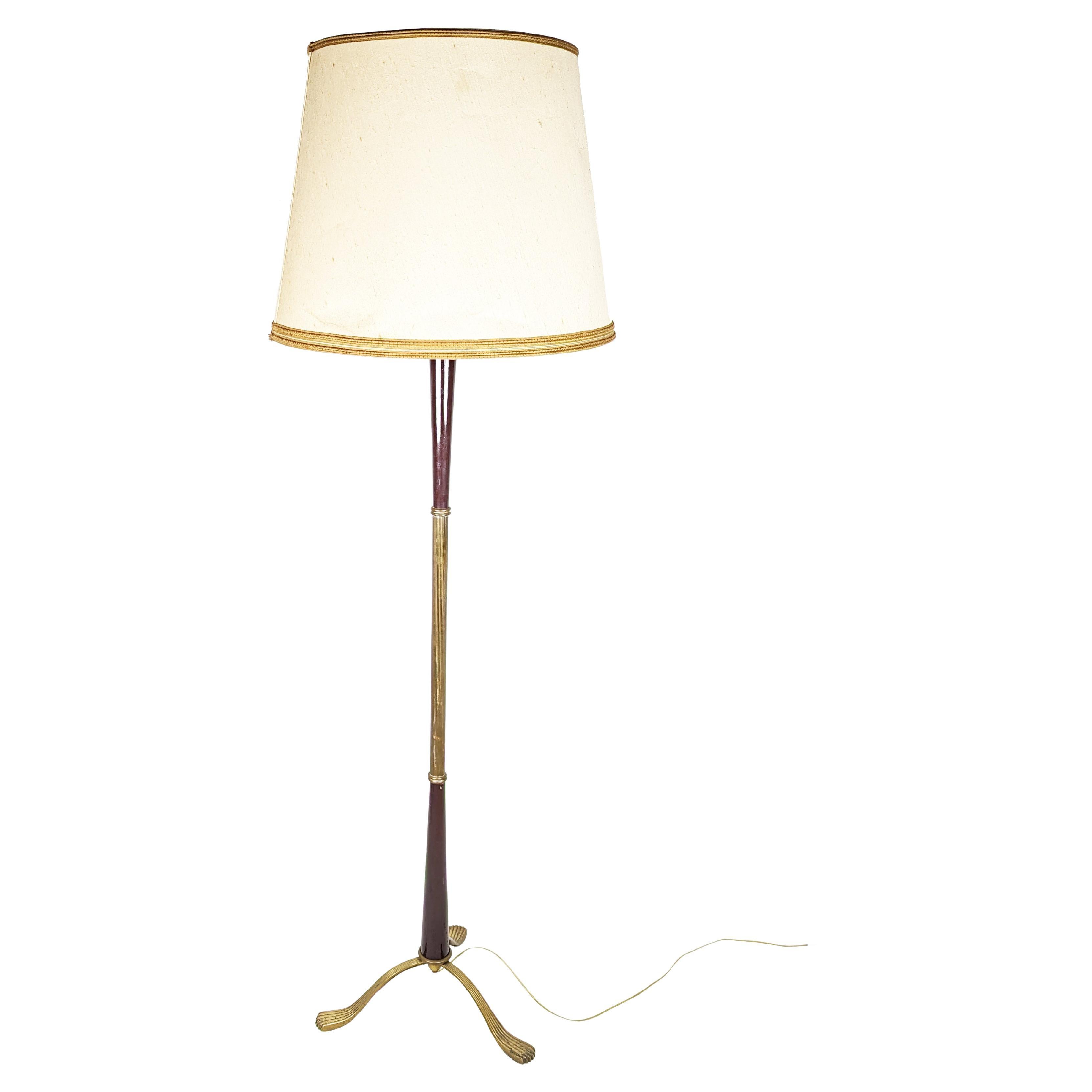 Italian purple wood & brass 1940s Floor Lamp For Sale