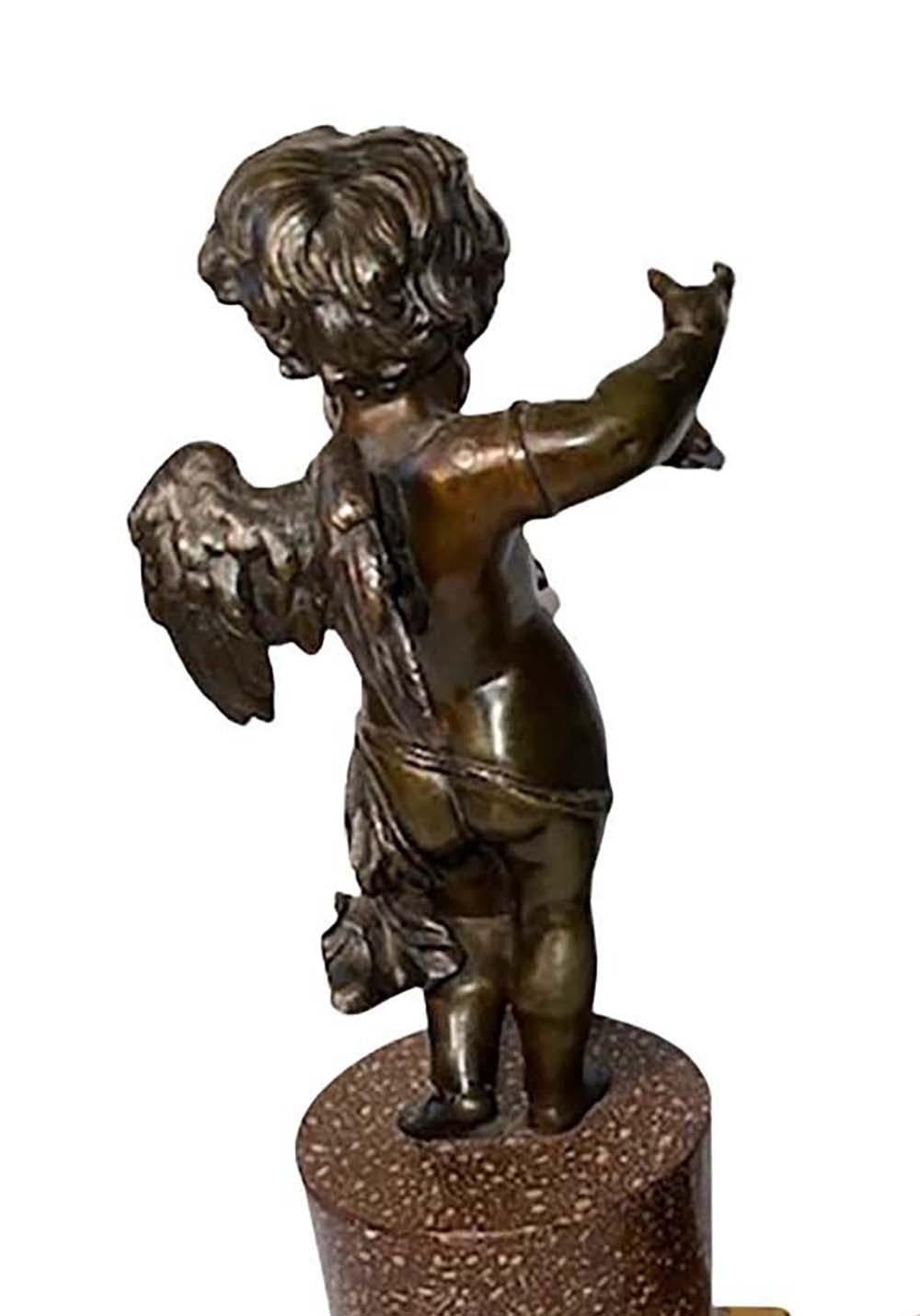 Italian Putti Bronzes on Marble Column Plinths, a Pair For Sale 3