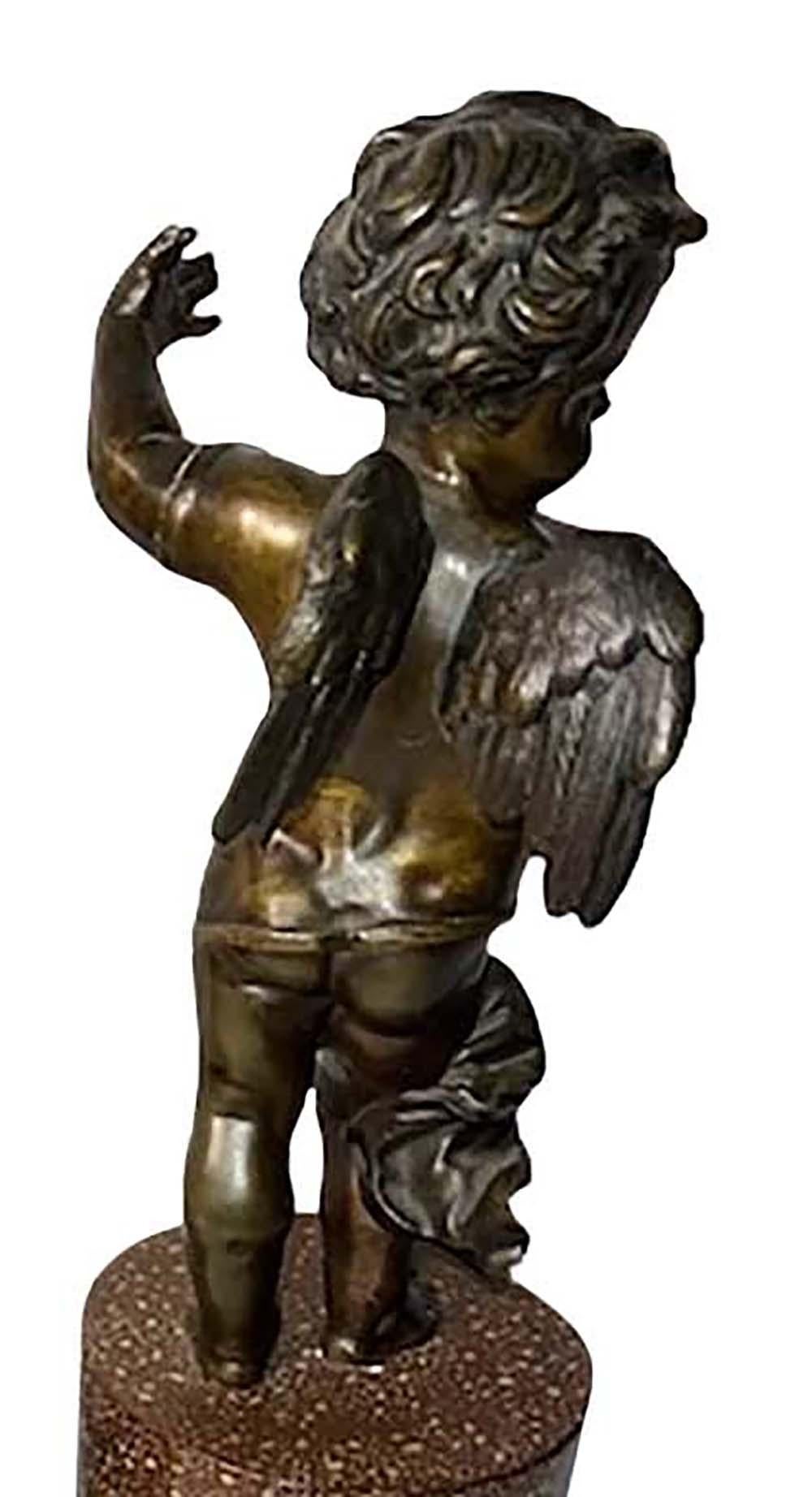 Italian Putti Bronzes on Marble Column Plinths, a Pair For Sale 4