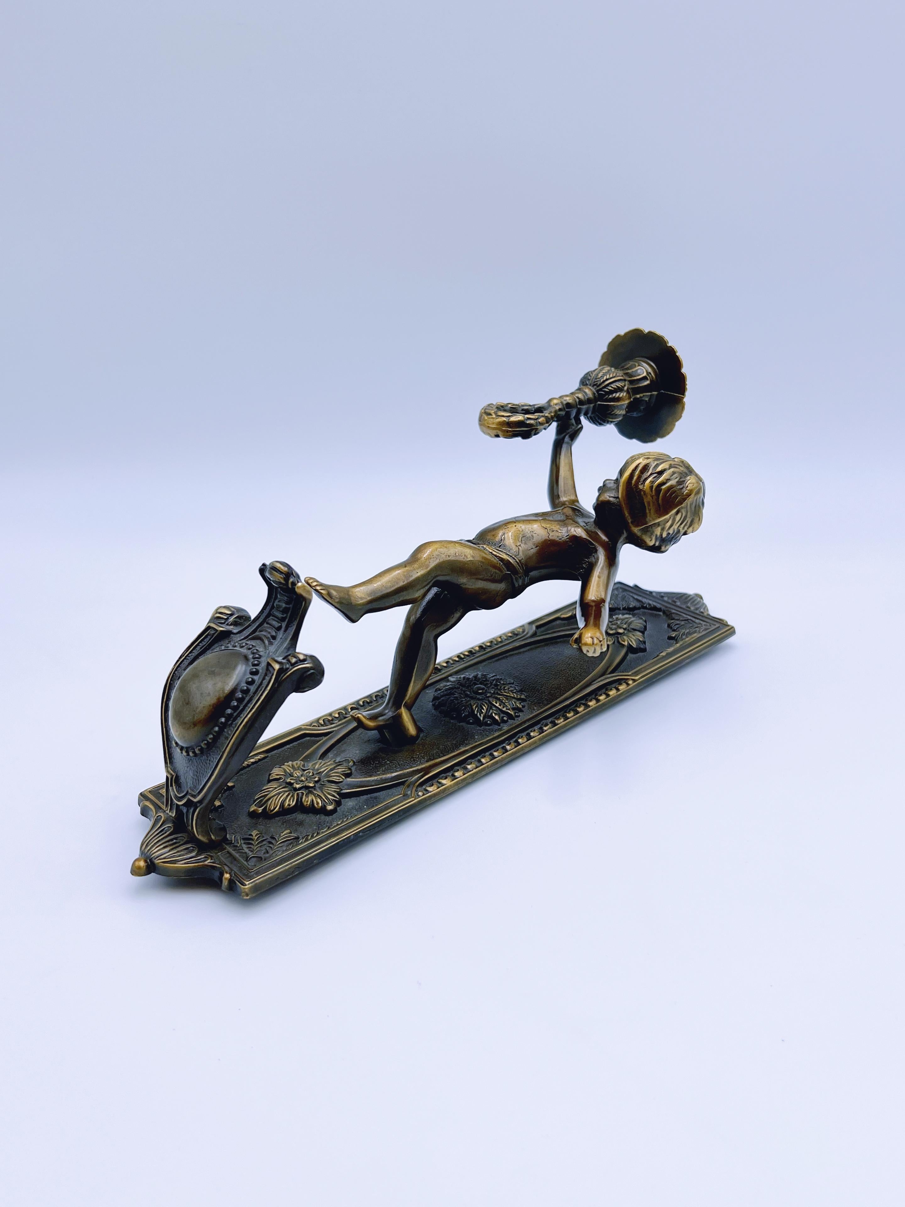 Italian Putti Cherub Angel Wall Light / Sconce / Candlestick / Candle Holder In Excellent Condition For Sale In Skien, NO