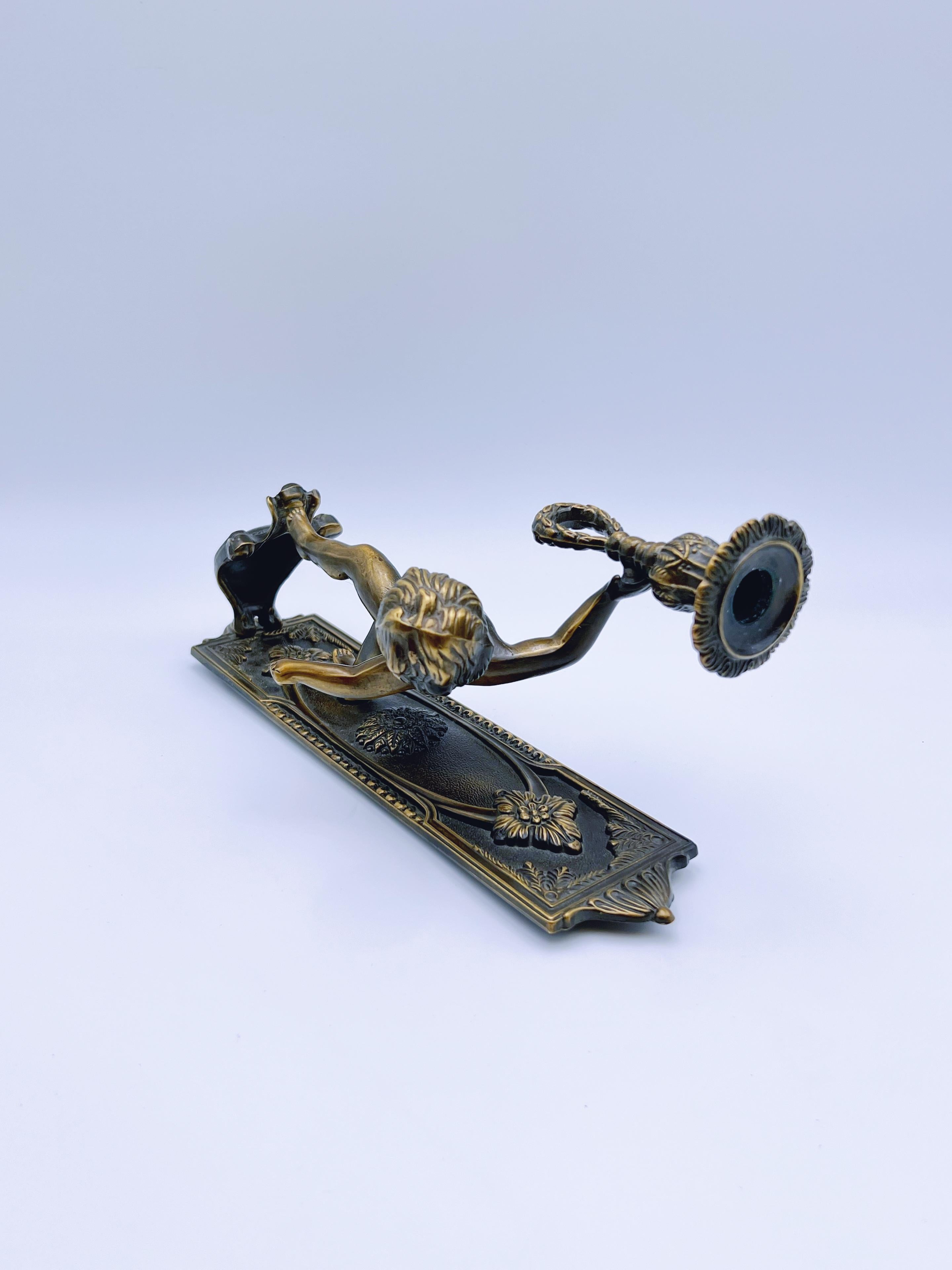 Brass Italian Putti Cherub Angel Wall Light / Sconce / Candlestick / Candle Holder For Sale