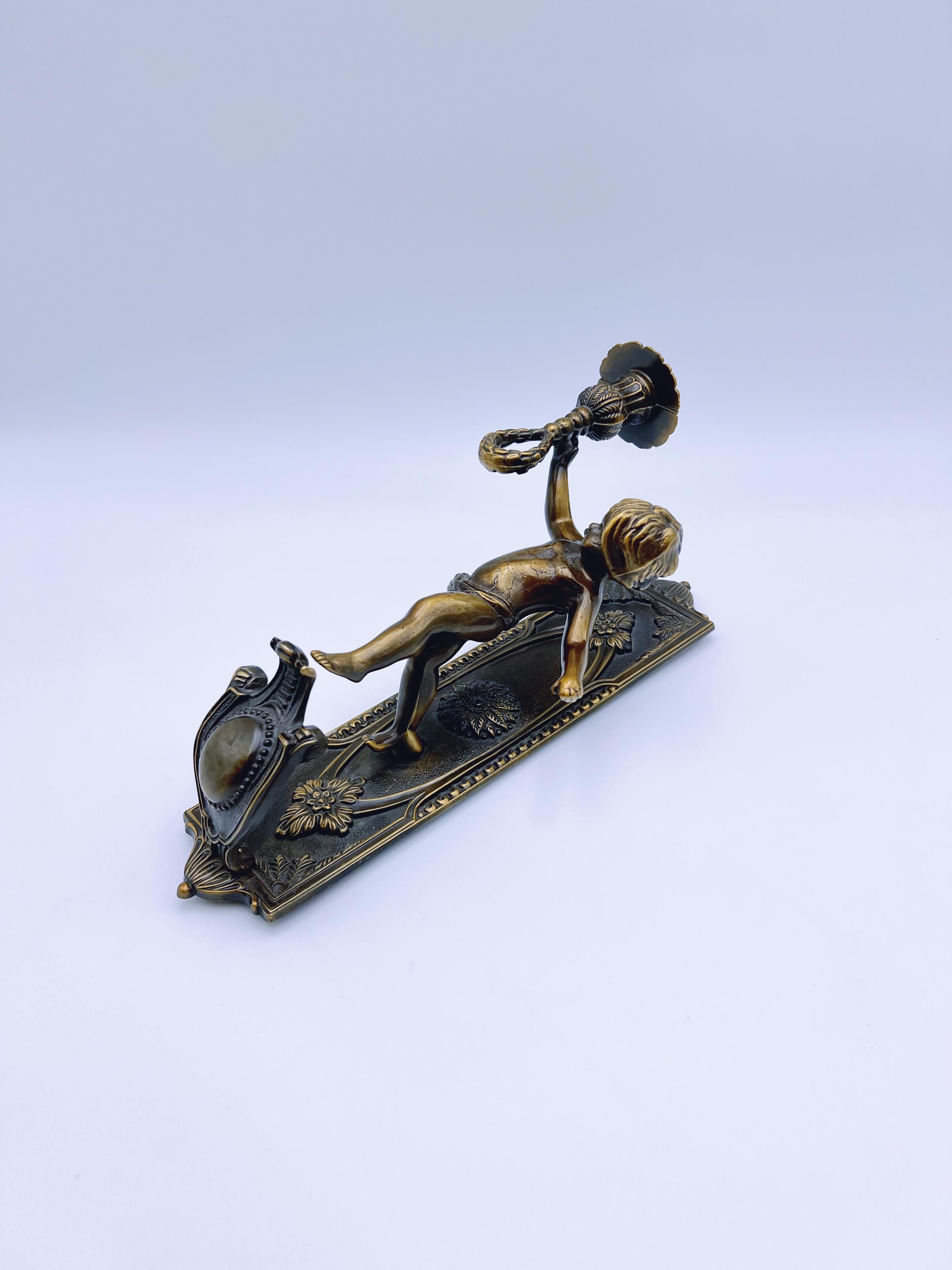 Italian Putti Cherub Angel Wall Light / Sconce / Candlestick / Candle Holder For Sale 3