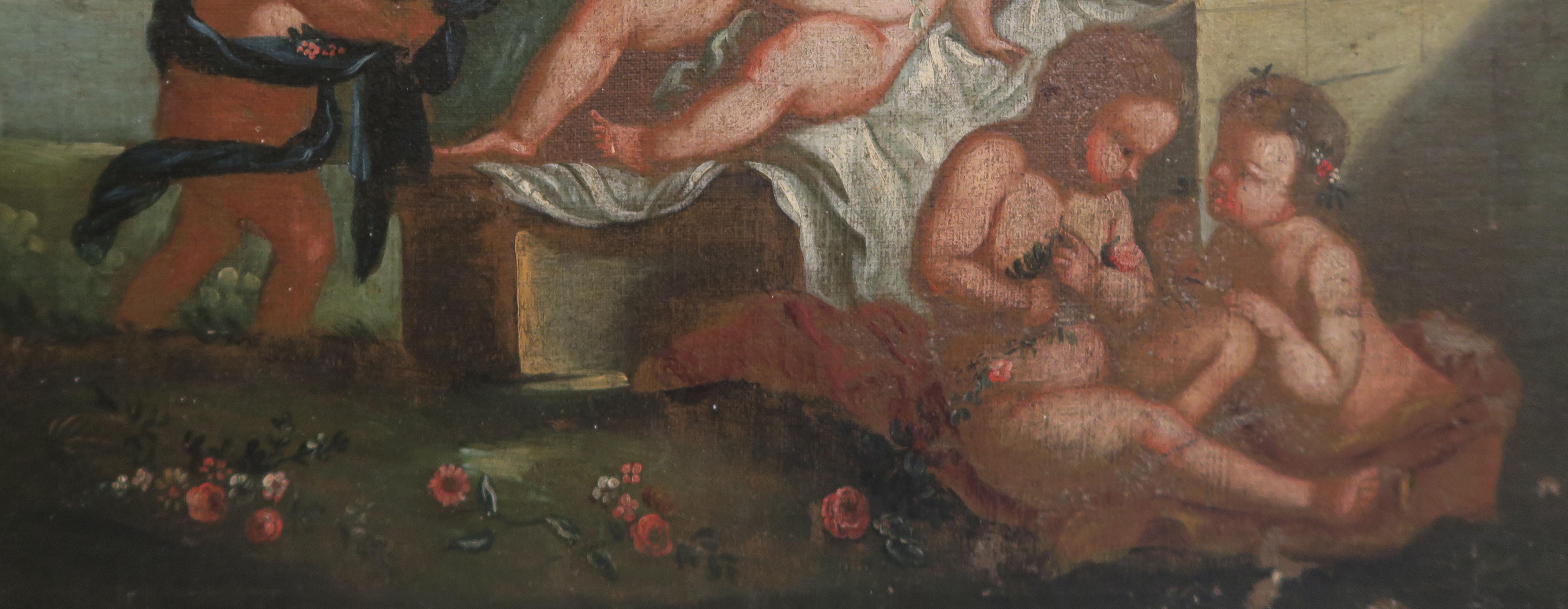Huilé Peinture à l'huile italienne de Putti, datant d'environ 1940 en vente