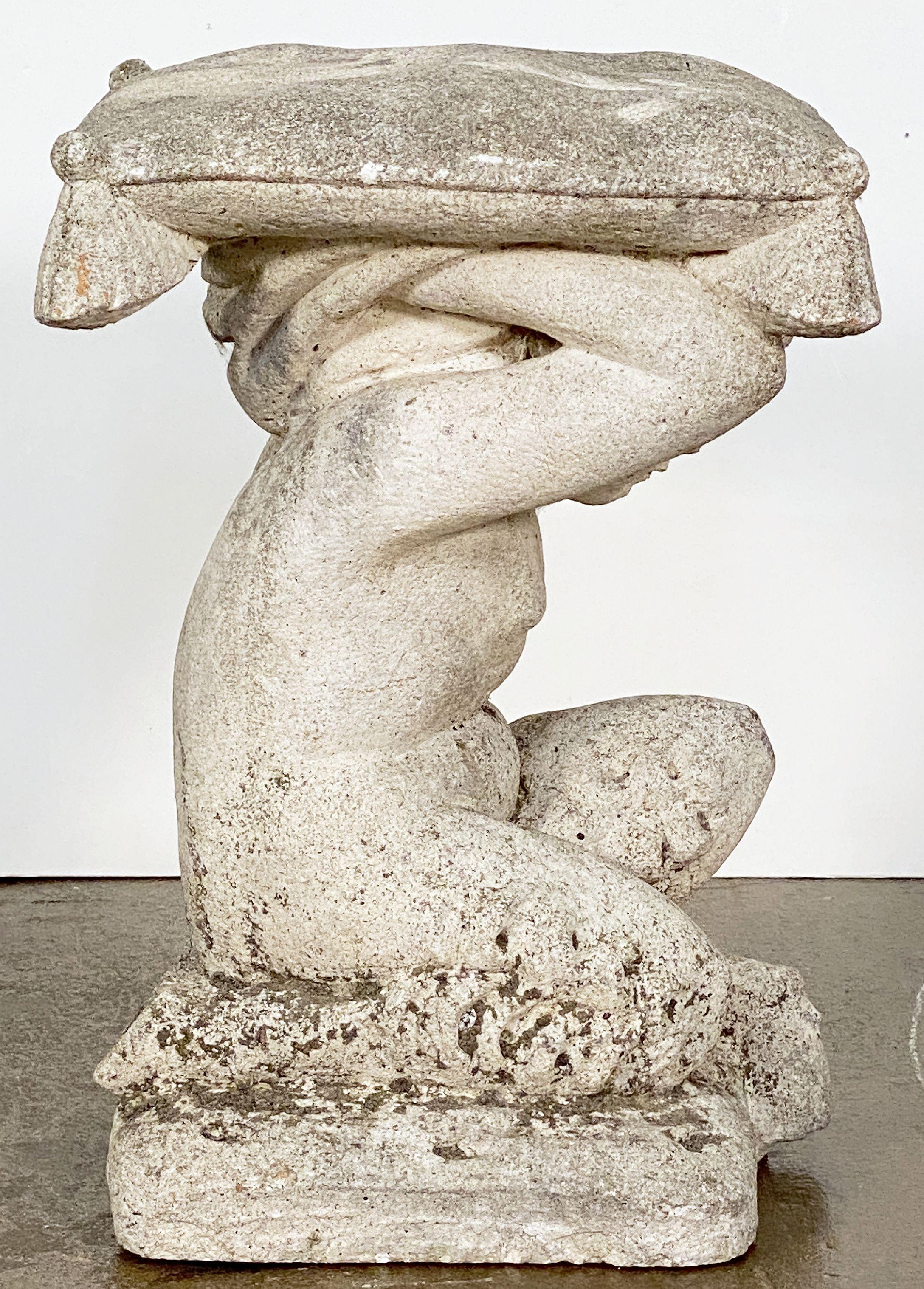 Italian Putti or Cherub Garden Stools of Composition Stone - Four Available For Sale 6