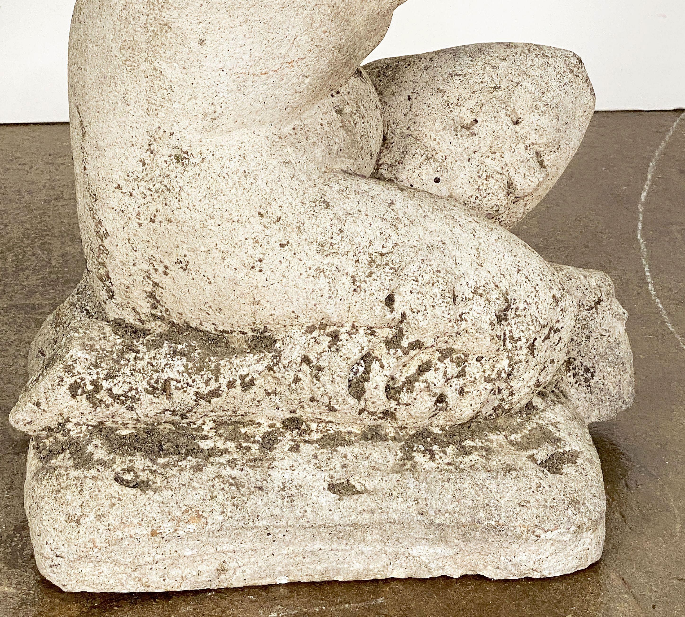 Italian Putti or Cherub Garden Stools of Composition Stone - Four Available For Sale 7