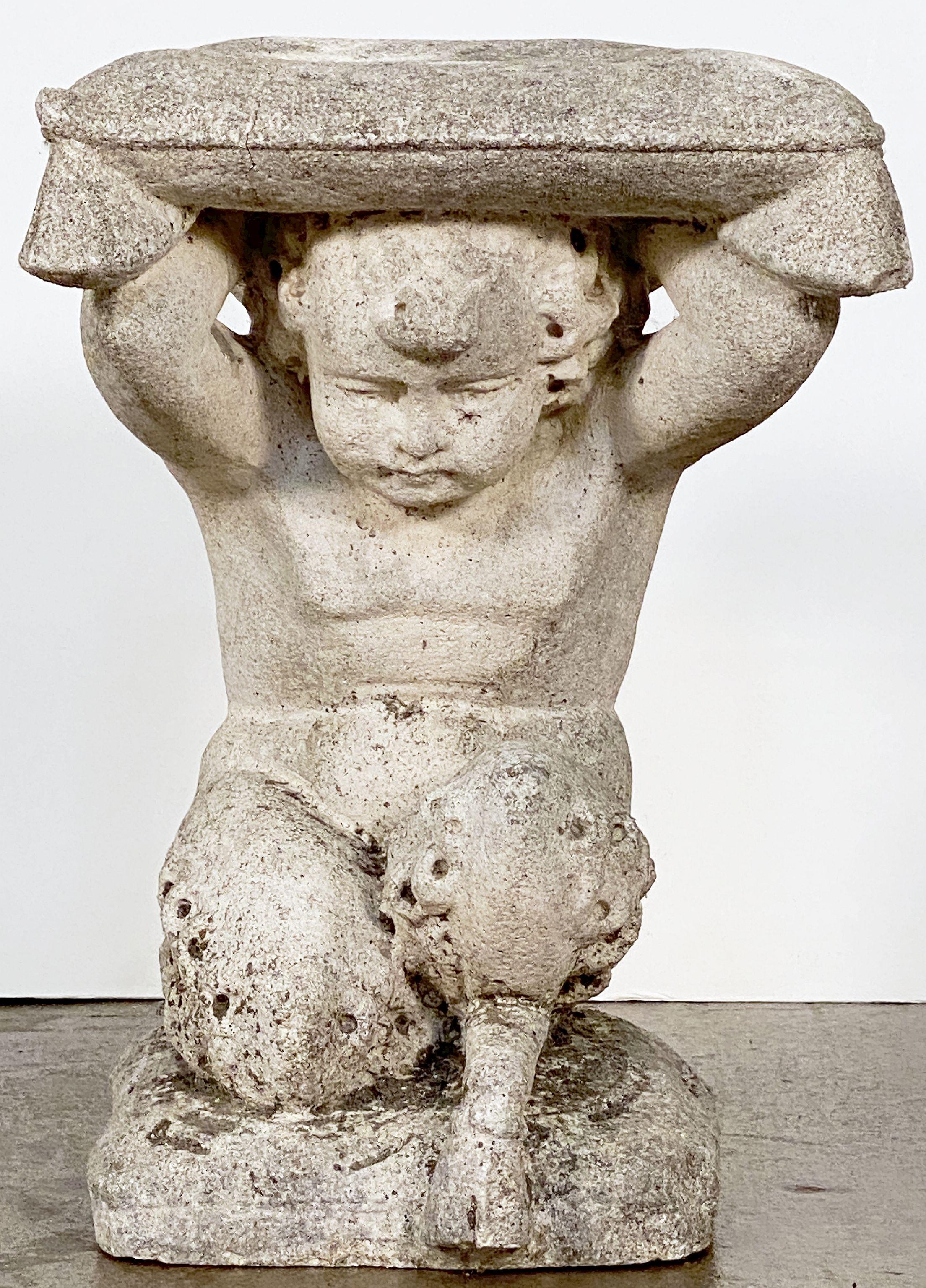 Italian Putti or Cherub Garden Stools of Composition Stone - Four Available For Sale 9