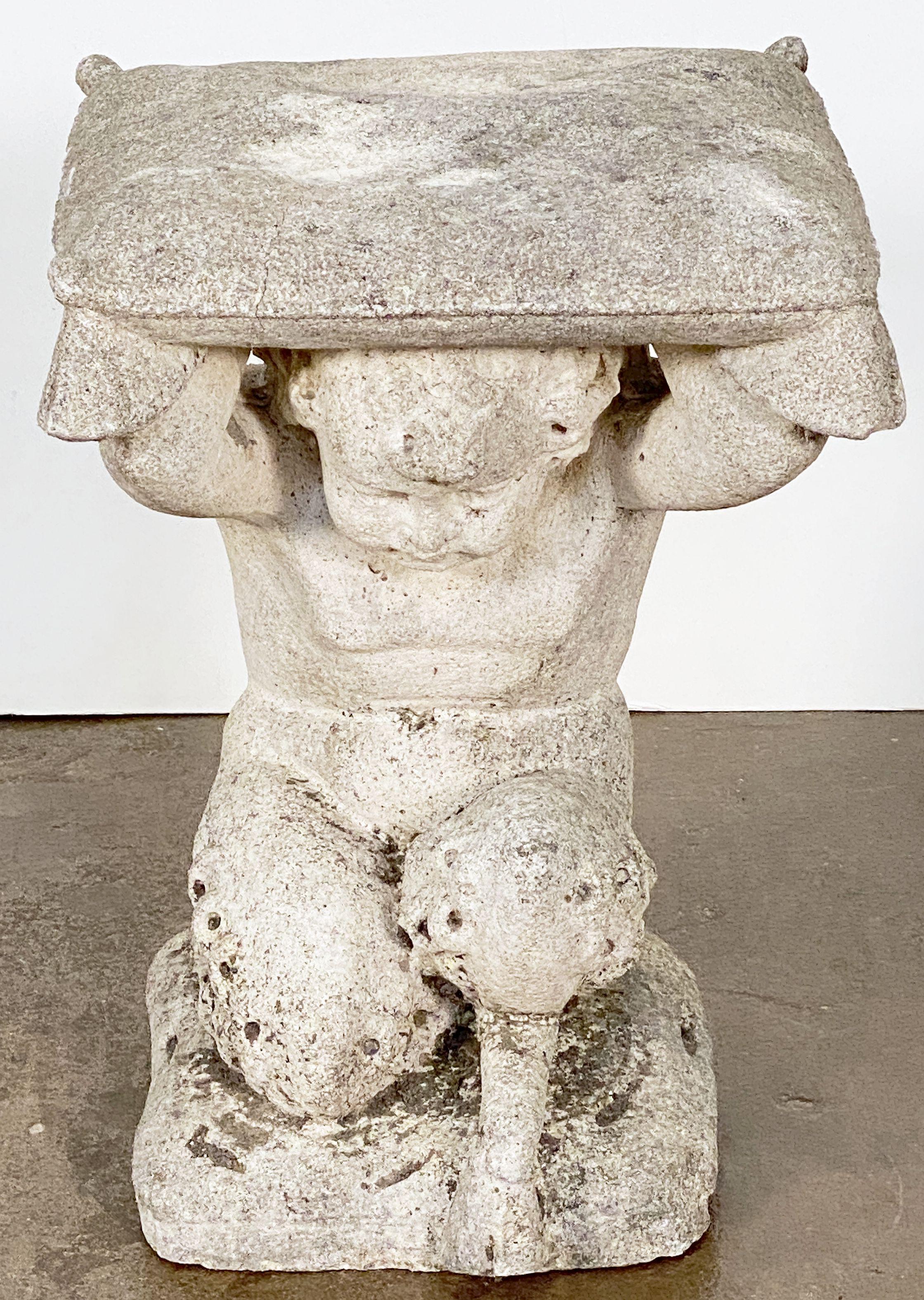 Italian Putti or Cherub Garden Stools of Composition Stone - Four Available For Sale 10