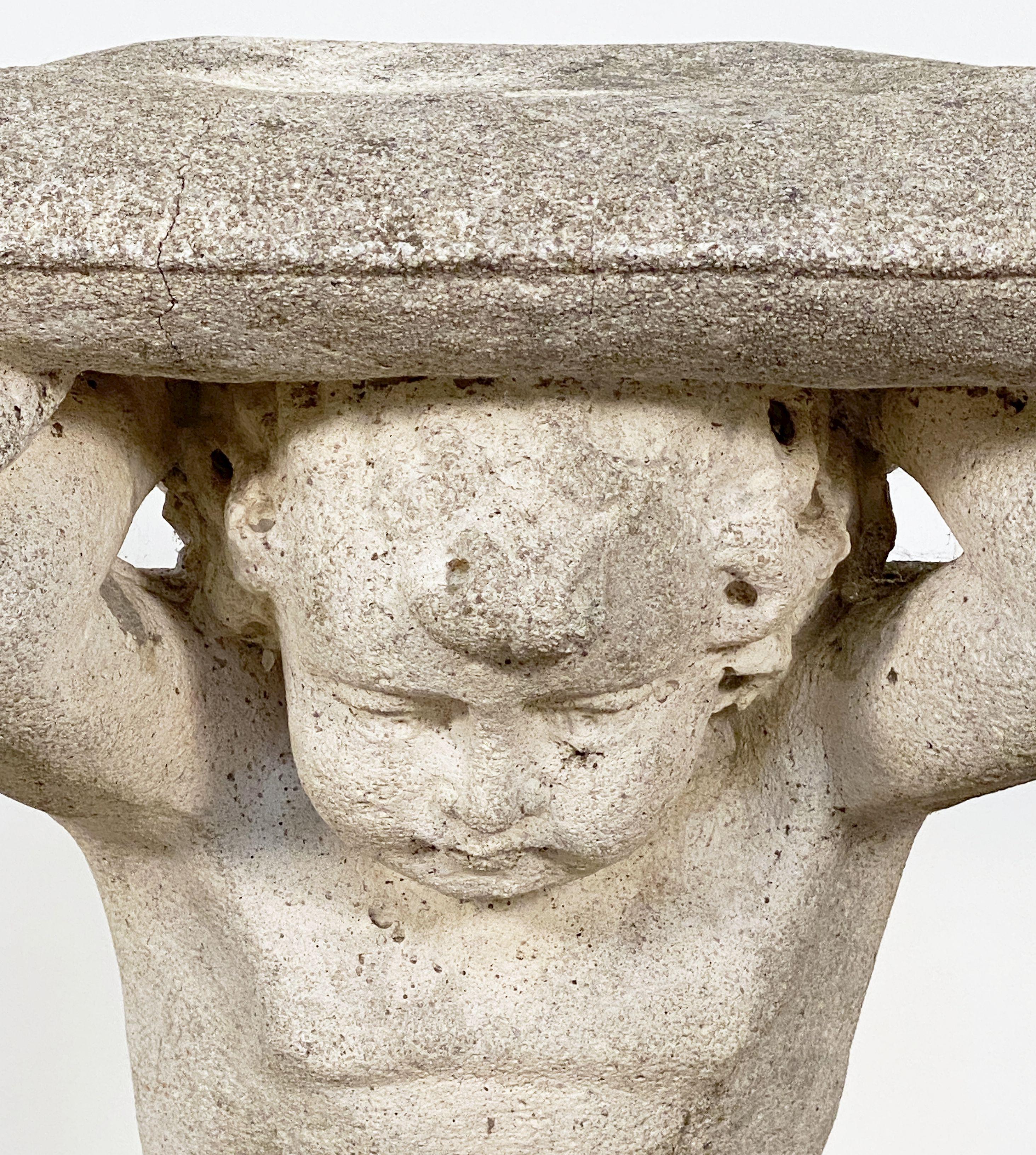 Baroque Italian Putti or Cherub Garden Stools of Composition Stone - Four Available For Sale