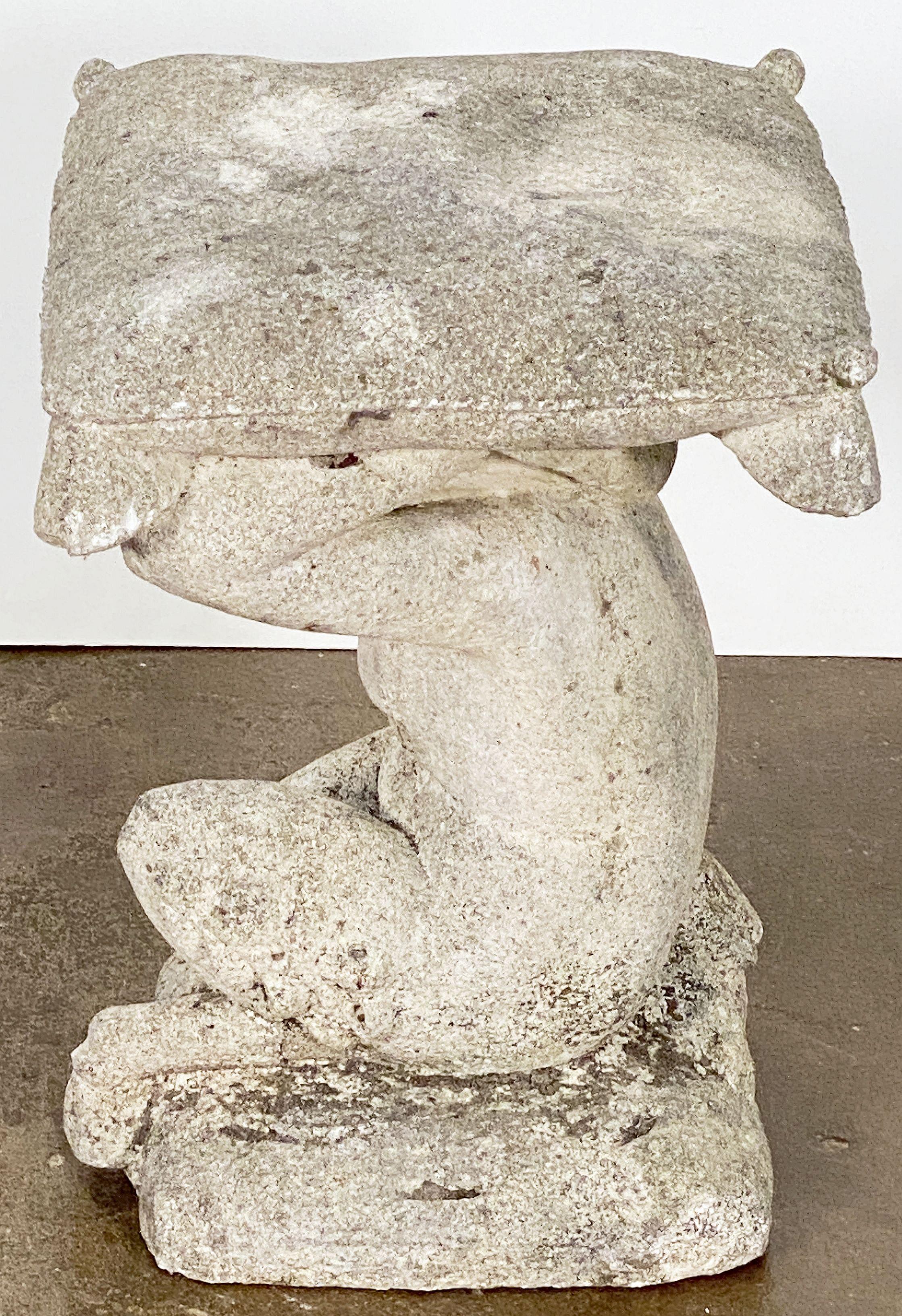 Italian Putti or Cherub Garden Stools of Composition Stone - Four Available For Sale 2