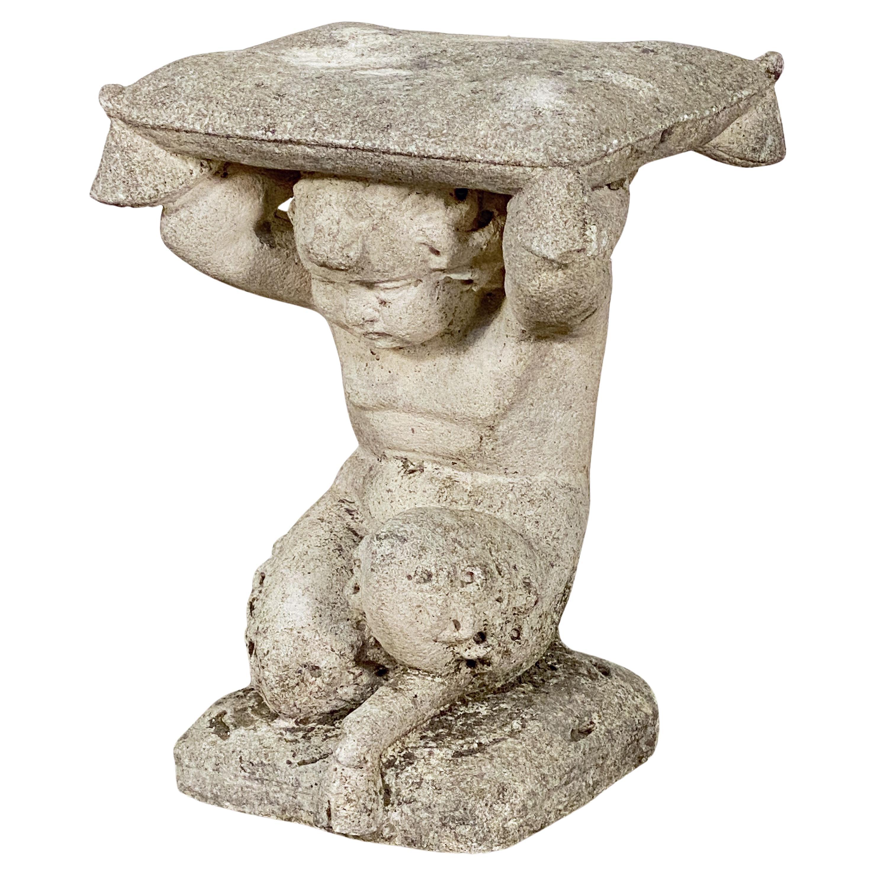 Italian Putti or Cherub Garden Stools of Composition Stone - Four Available For Sale