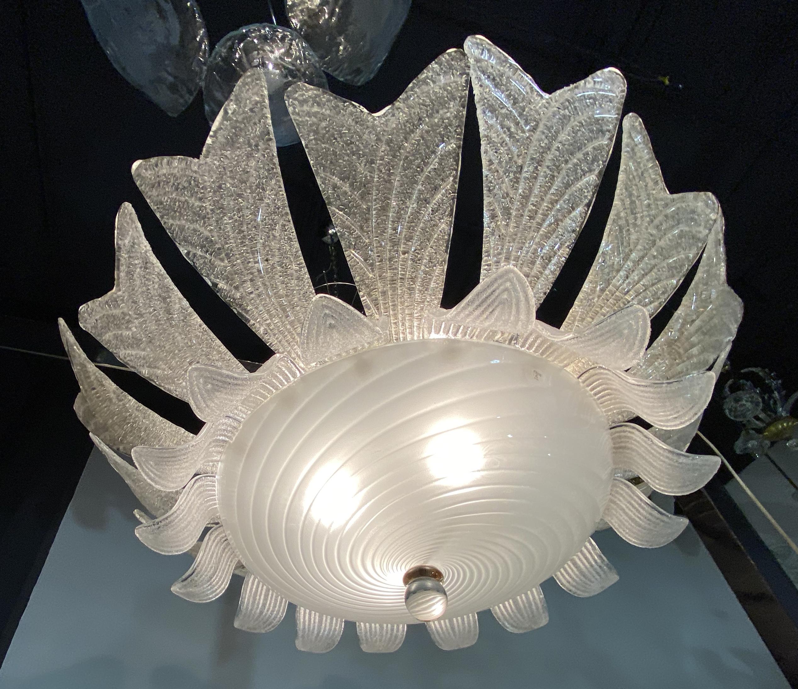 Italian Quuen Flushmount by Barovier & Toso, Murano, 1980 For Sale 6